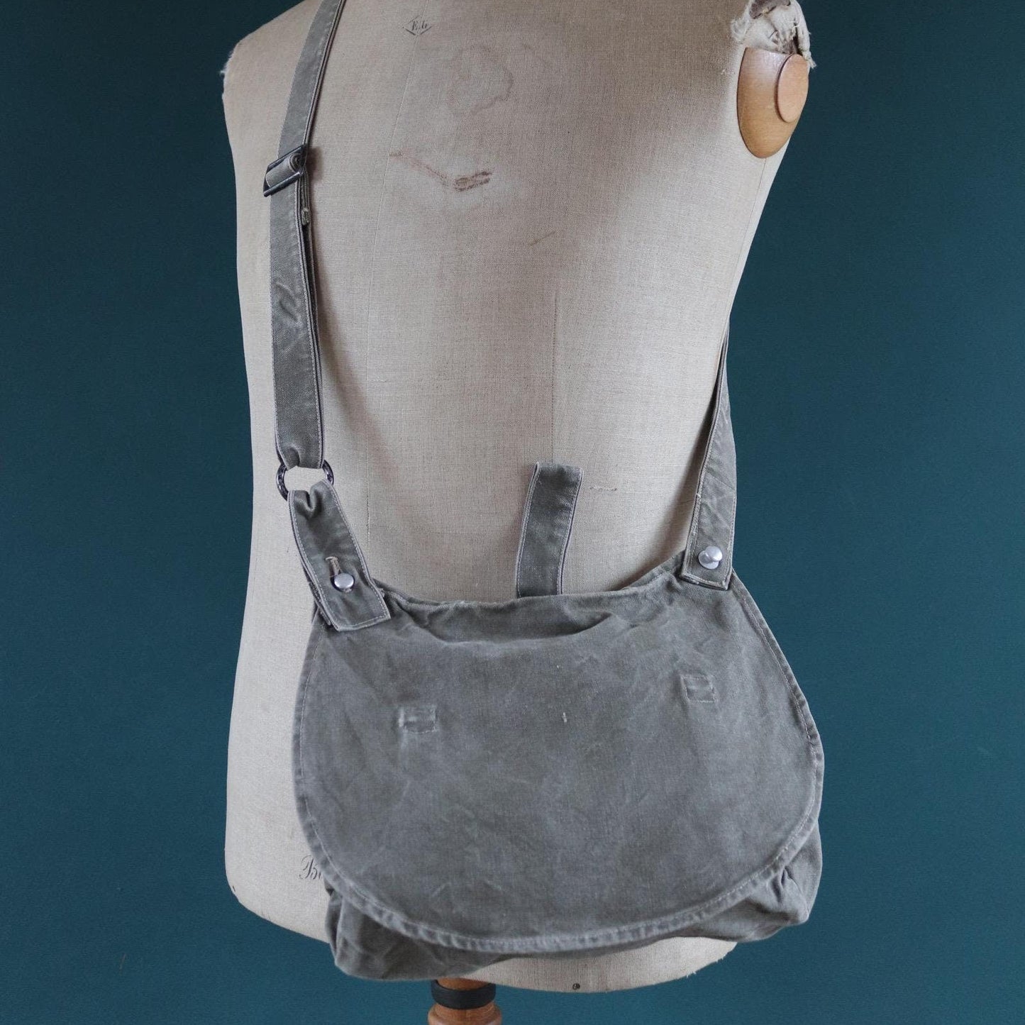Vintage 1930s 30s WW2 era Swedish army military cotton cross body mattornist bag stamped musette