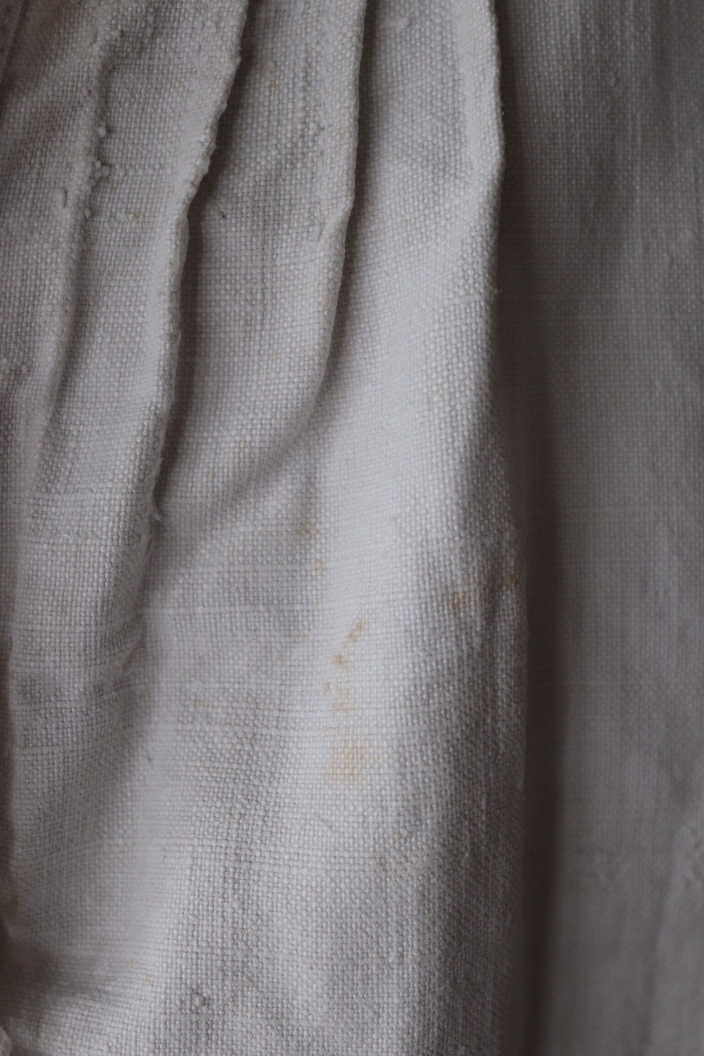 Vintage antique french white linen nightgown night shirt pin tuck pleats size free 43” chest indigo dye project
