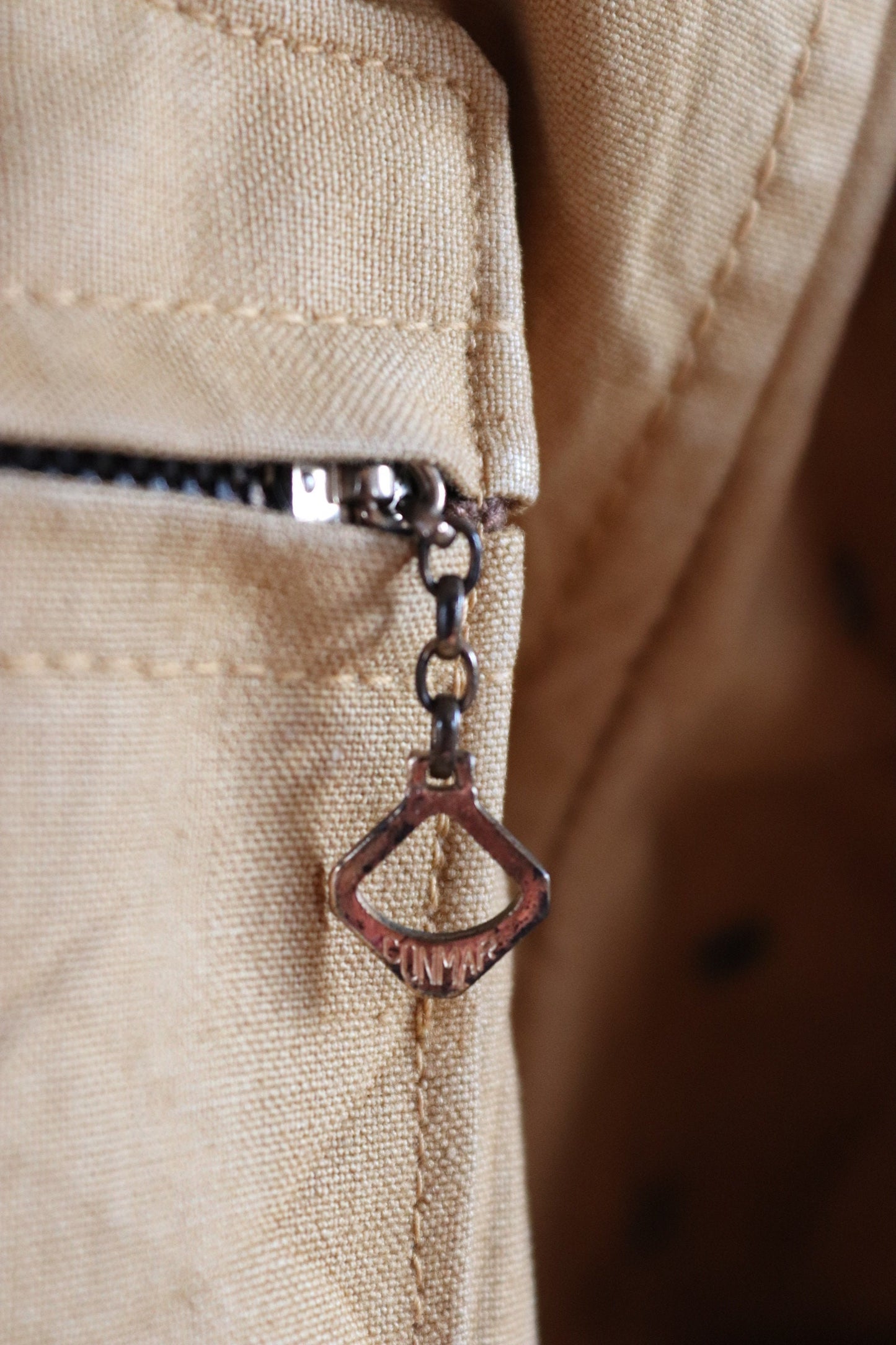 Vintage 1950s 50s JC Higgins tan brown duck cotton canvas jacket hunting shooting American Talon zipper 49” chest workwear chore work