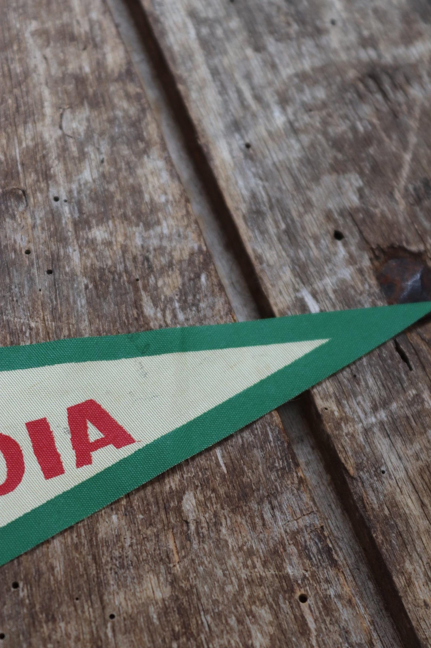 Vintage 1950s home decor Brazilian Santos satin mid century tourist souvenir pennant screen printed print