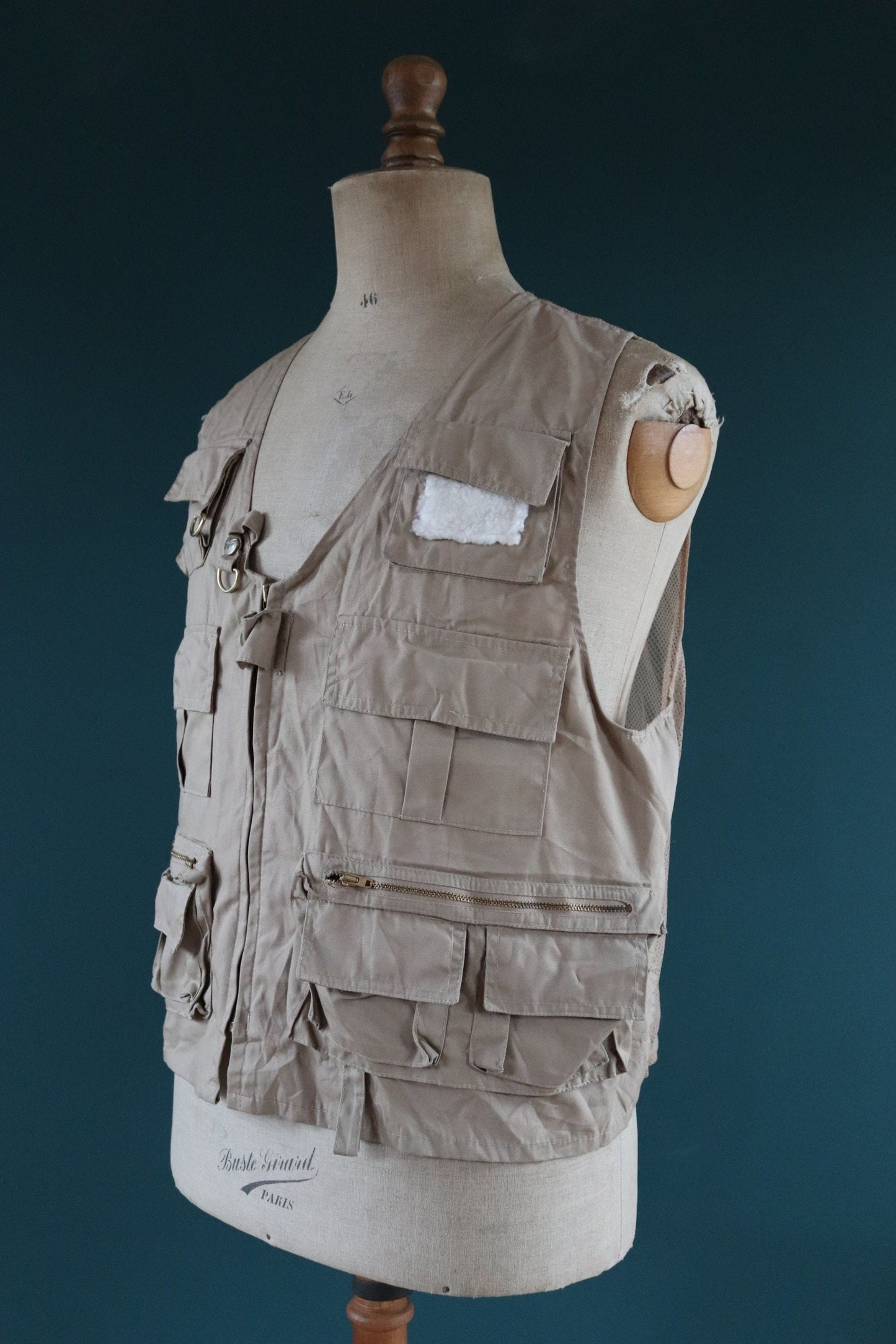 Vintage 1980s 90s fly fishing vest - wading utility waistcoat - 46" chest