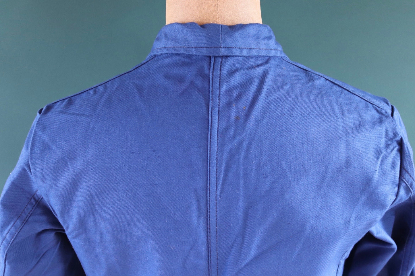 Vintage 1940s 40s WW2 era deadstock Swedish military hospital indigo blue cotton twill workwear work chore jacket 42” chest