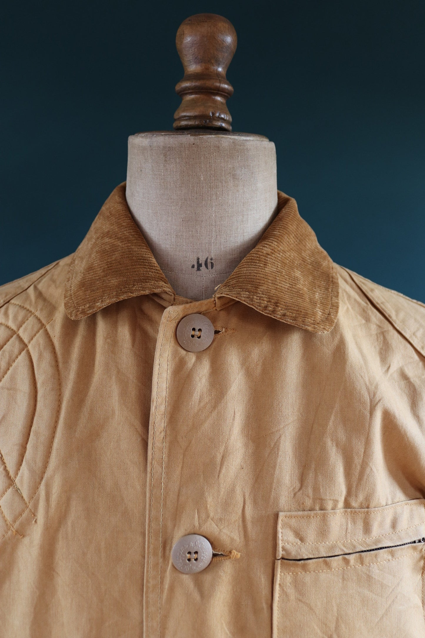 Vintage 1950s 50s JC Higgins tan brown duck cotton canvas jacket hunting shooting American Talon zipper 49” chest workwear chore work