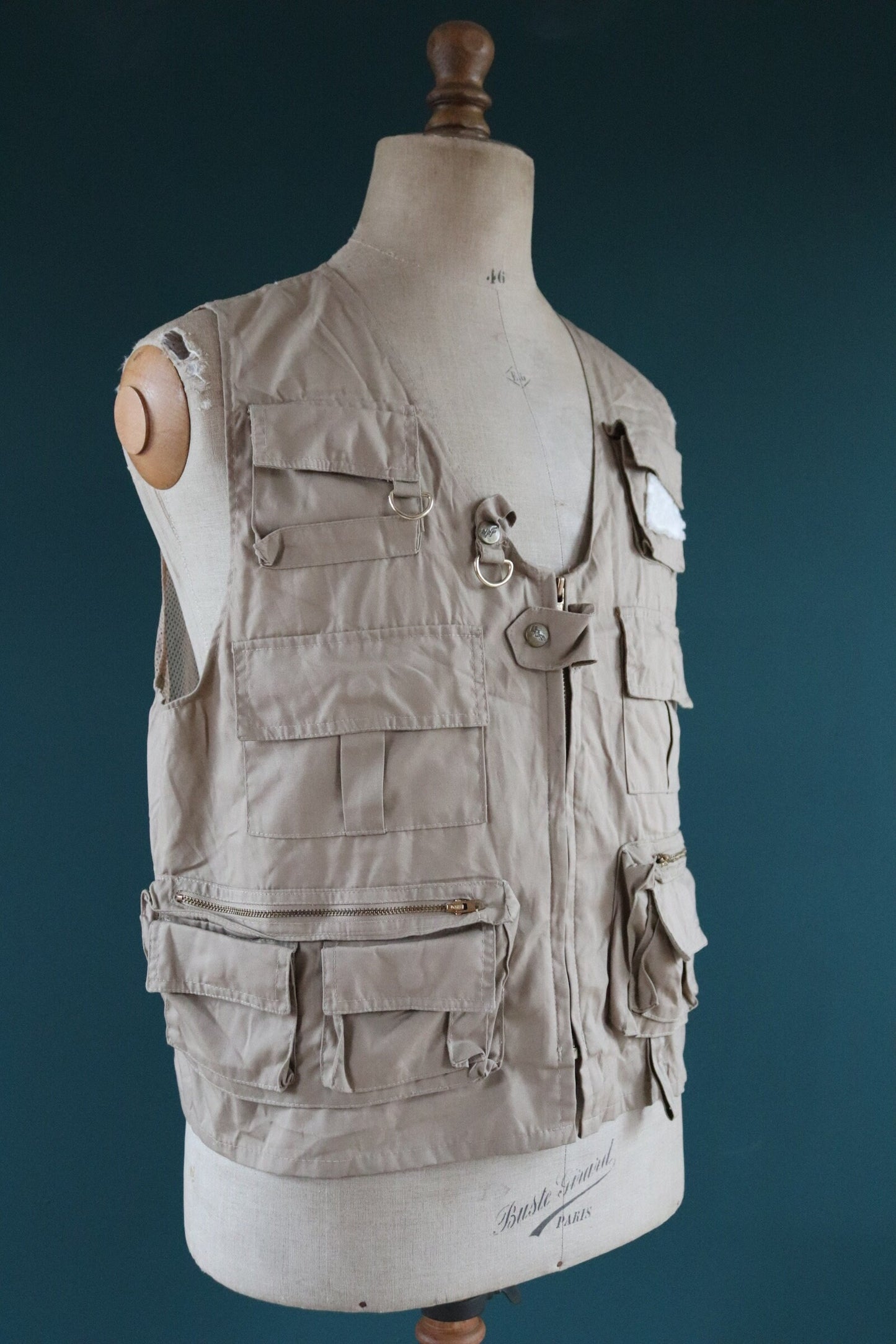 Vintage 1980s 90s fly fishing vest - wading utility waistcoat - 46" chest