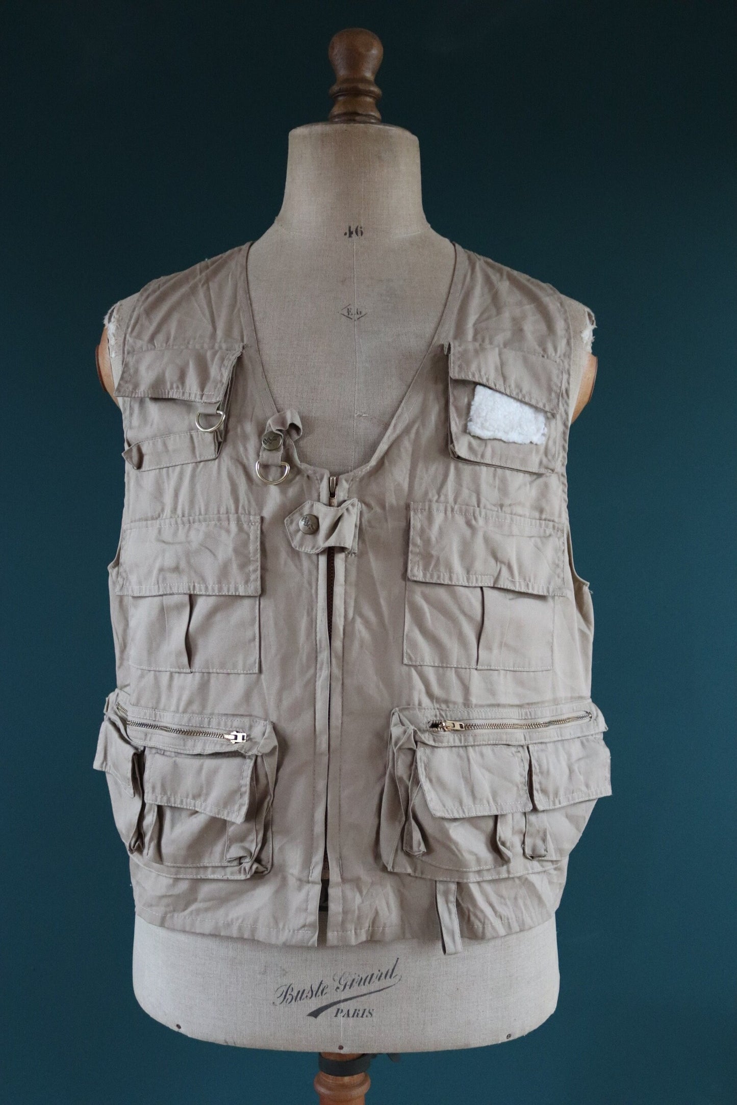 Vintage 1980s 90s fly fishing vest - wading utility waistcoat - 46" chest