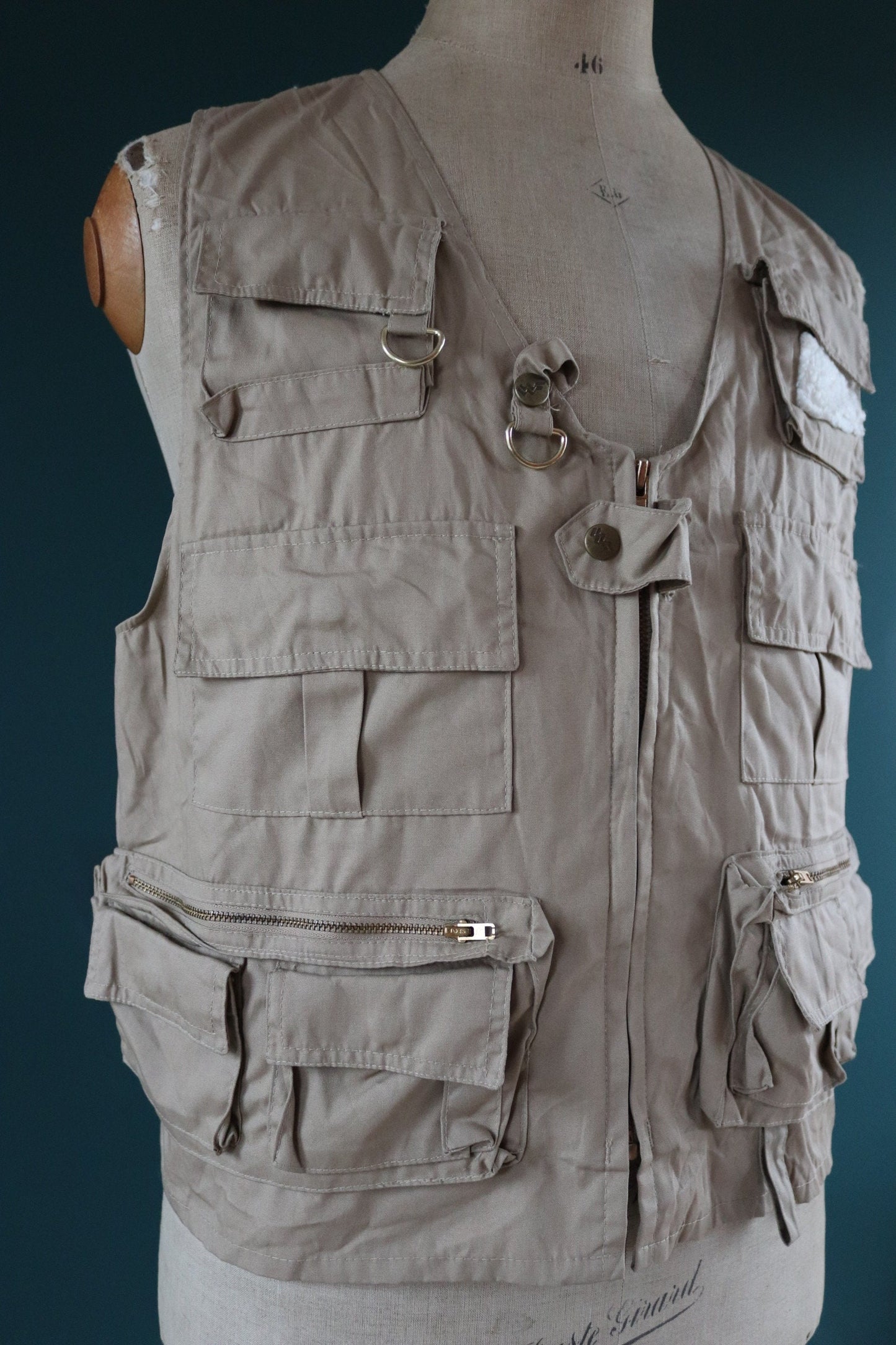 Vintage 1980s 90s fly fishing vest - wading utility waistcoat - 46" chest