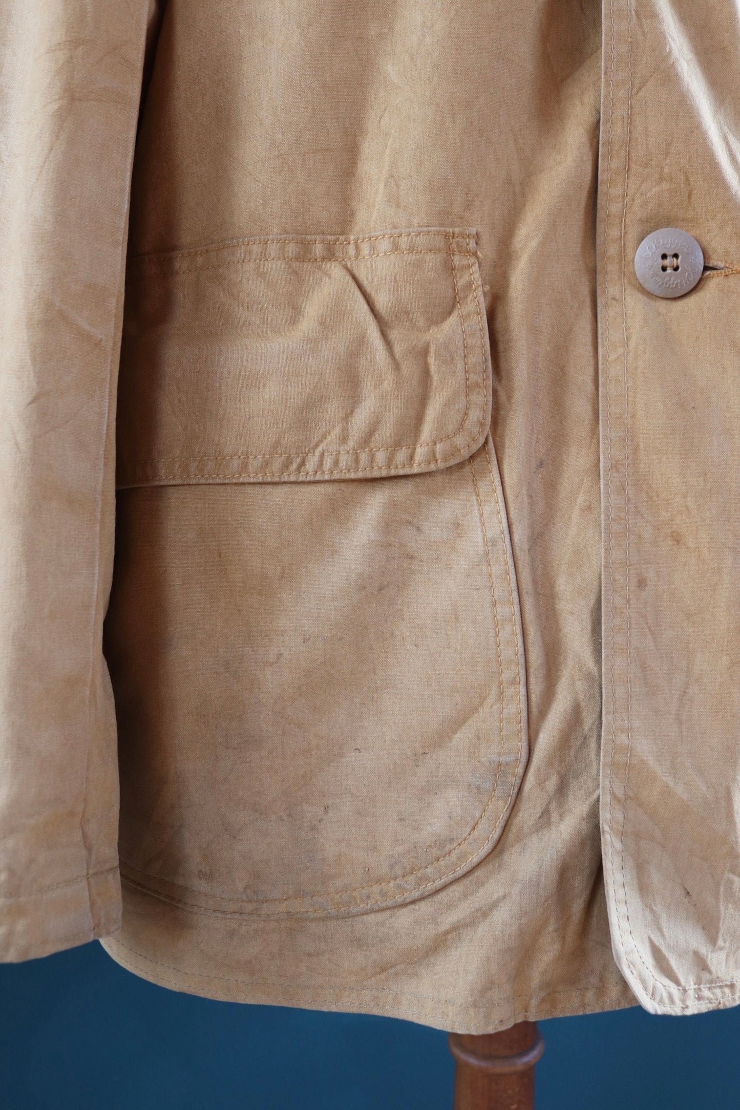 Vintage 1950s 50s JC Higgins tan brown duck cotton canvas jacket hunting shooting American Talon zipper 49” chest workwear chore work