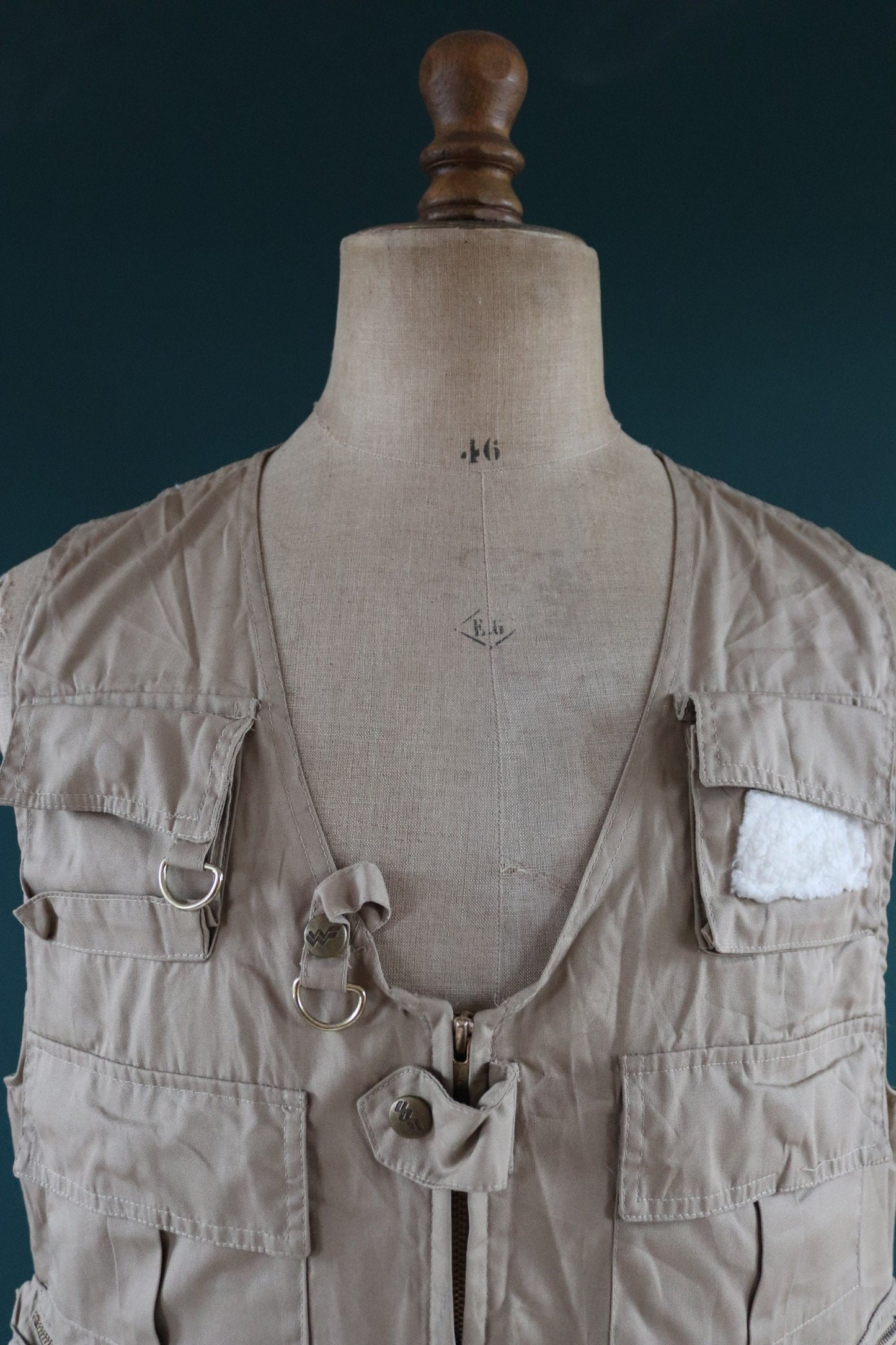 Vintage 1980s 90s fly fishing vest - wading utility waistcoat - 46" chest