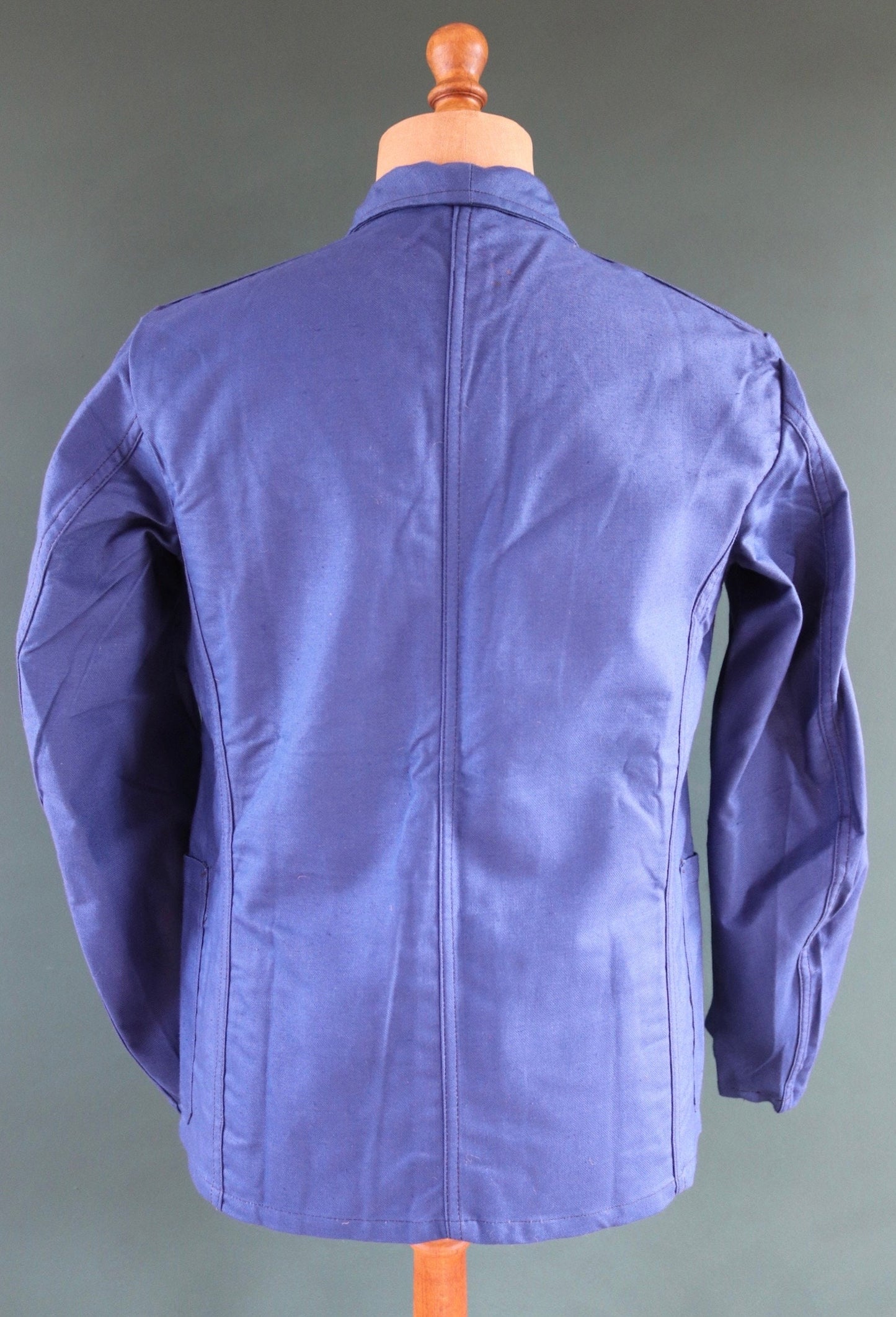 Vintage 1940s 40s WW2 era deadstock Swedish military hospital indigo blue cotton twill workwear work chore jacket 42” chest