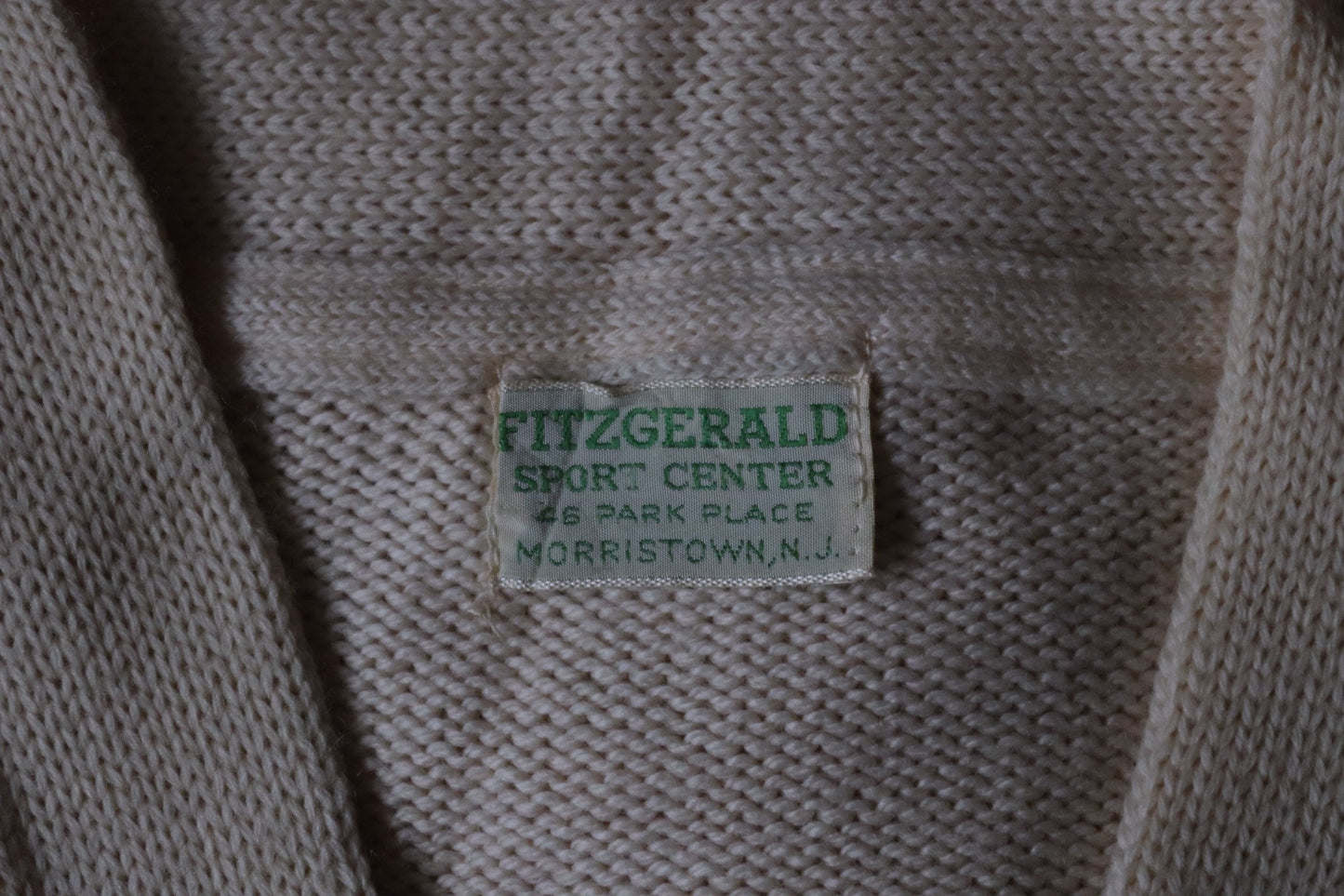 Vintage 1960s wool varsity sweater - American Ivy League - cream knitted cardigan - 44” chest