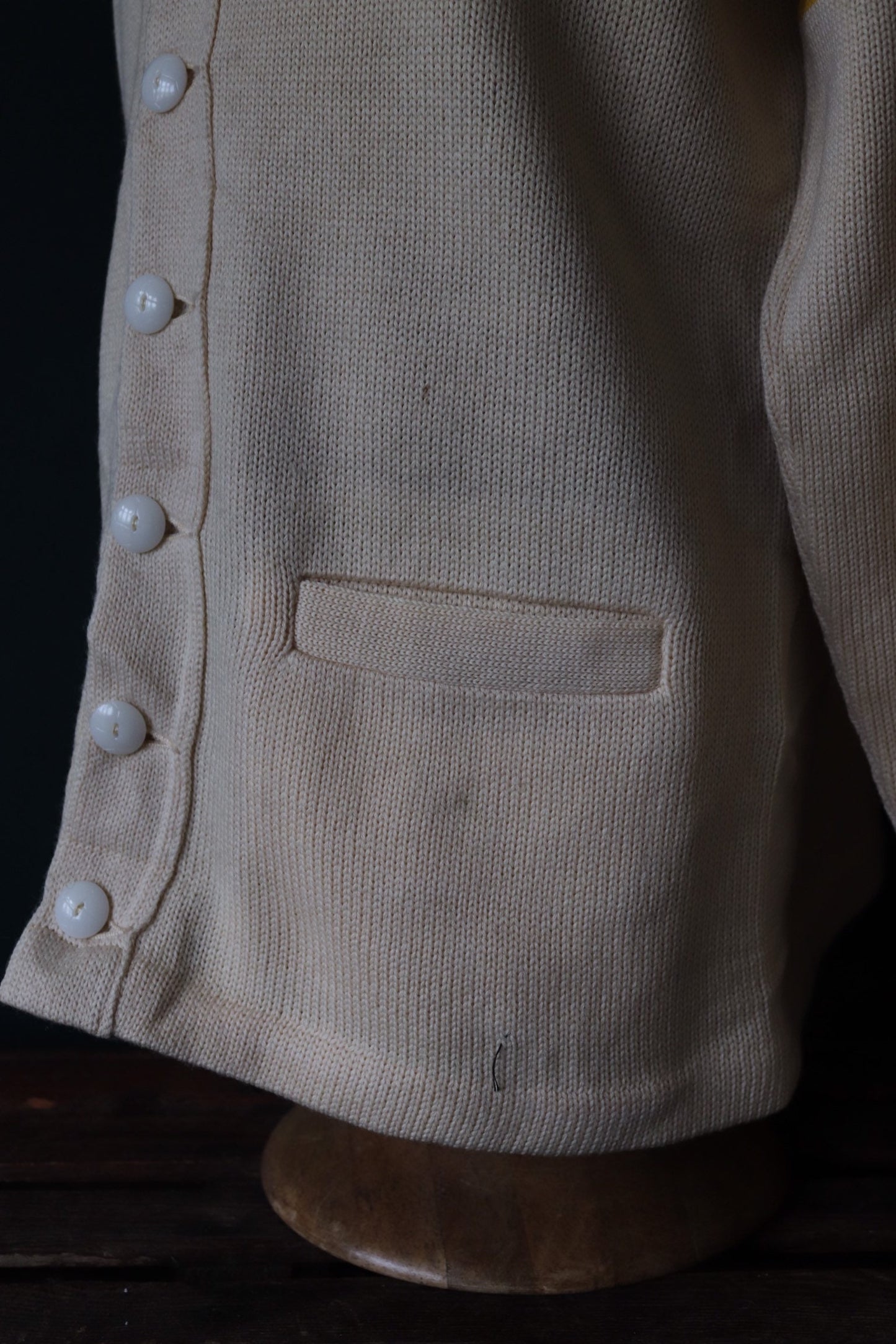 Vintage 1960s wool varsity sweater - American Ivy League - cream knitted cardigan - 44” chest
