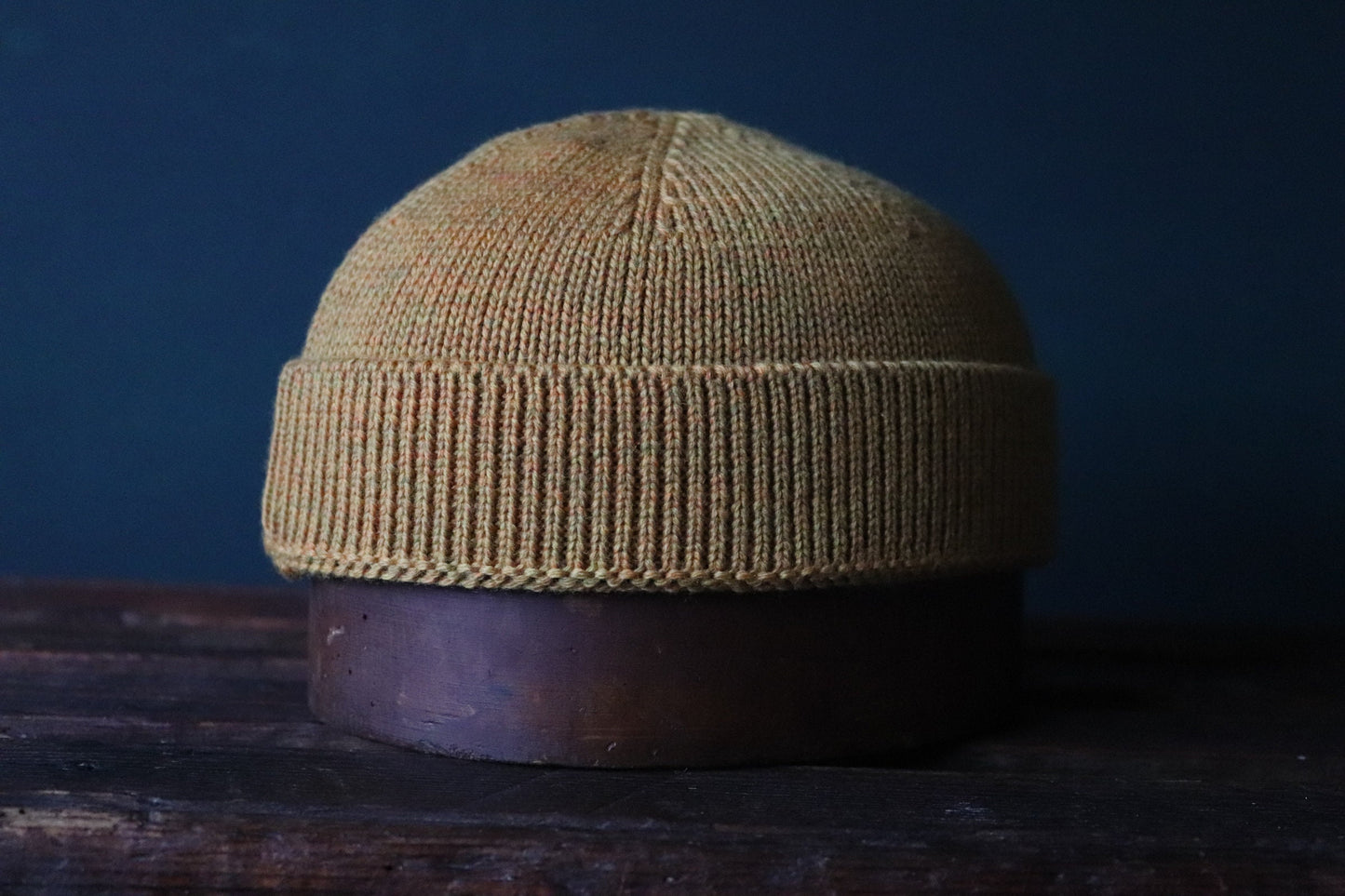 40 Colori 100% merino wool fisherman’s beanie hat watch cap ochre yellow made in Italy