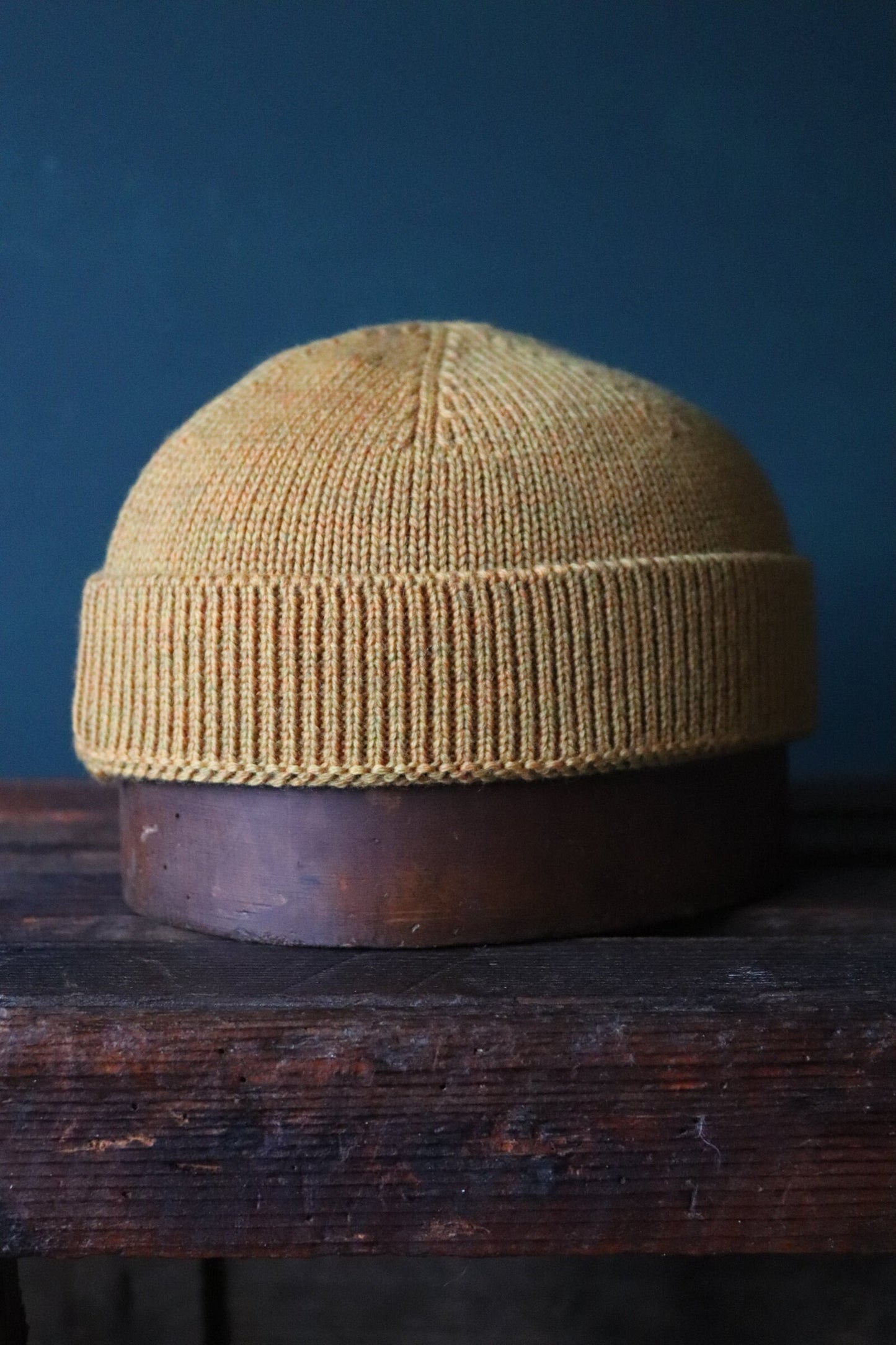 40 Colori 100% merino wool fisherman’s beanie hat watch cap ochre yellow made in Italy