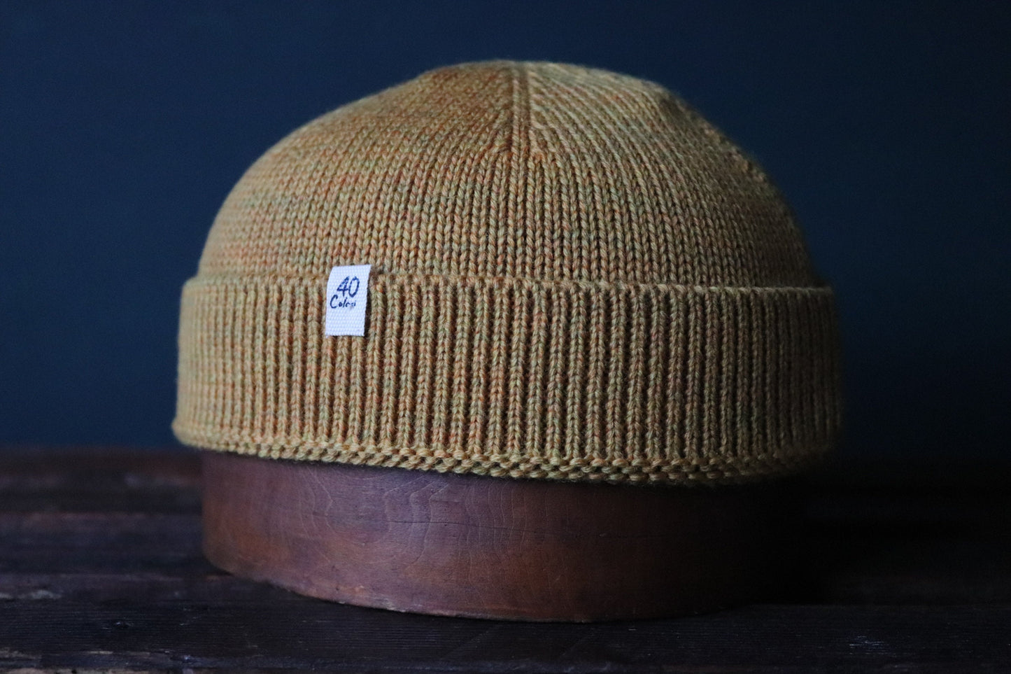 40 Colori 100% merino wool fisherman’s beanie hat watch cap ochre yellow made in Italy