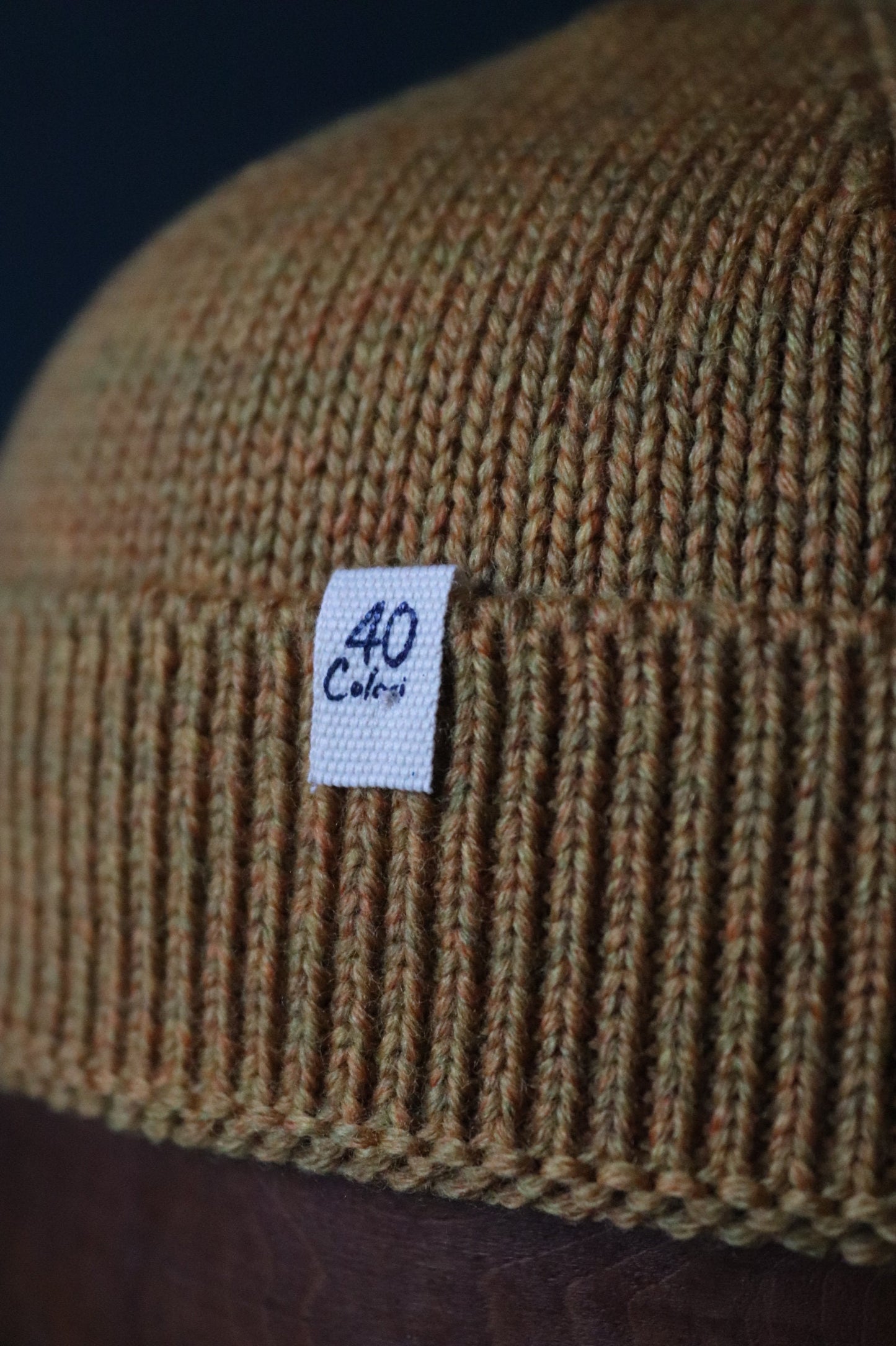 40 Colori 100% merino wool fisherman’s beanie hat watch cap ochre yellow made in Italy