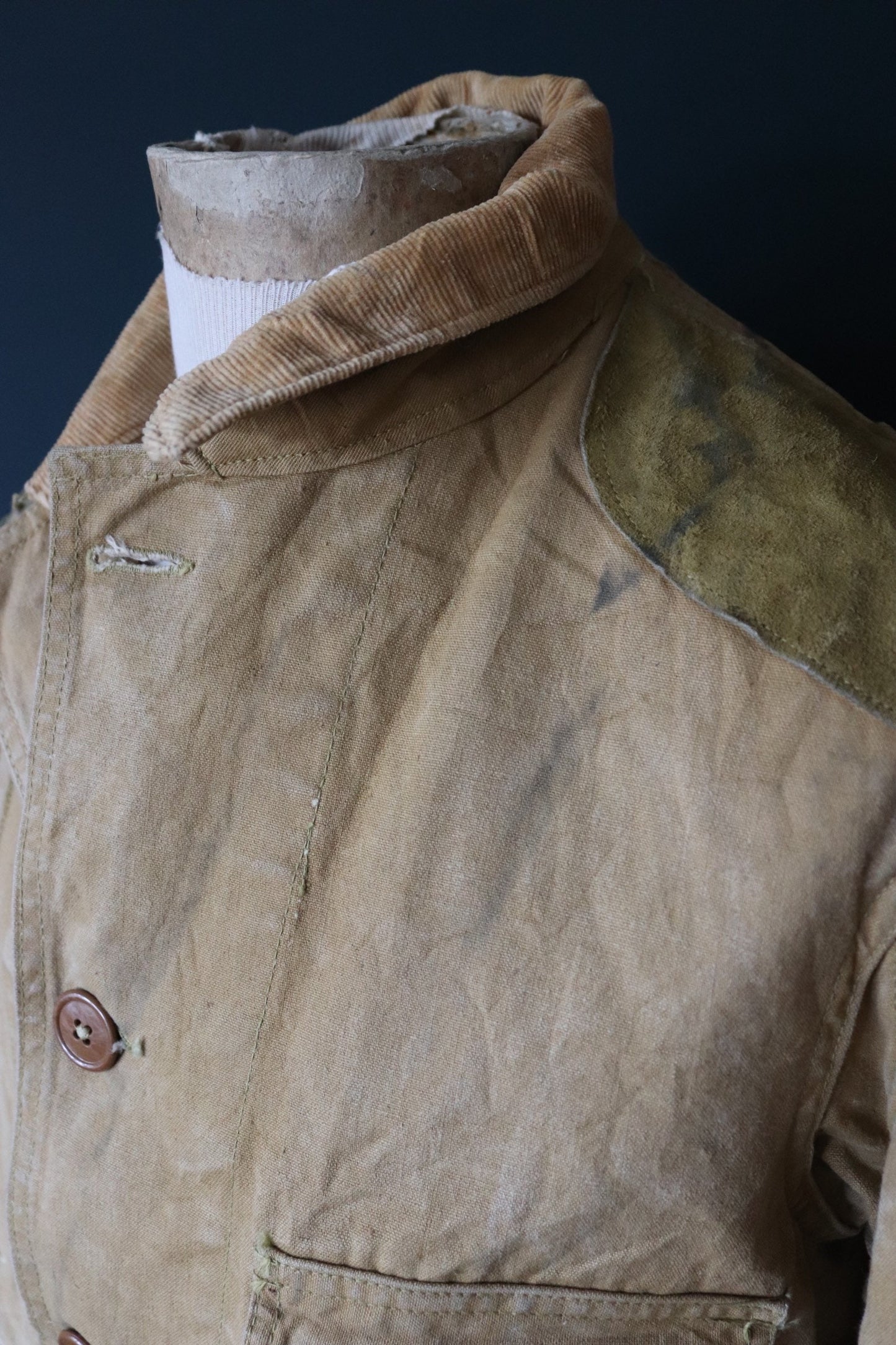 Vintage 1940s 40s tan brown duck cotton canvas jacket hunting shooting American Talon zipper 48” chest workwear chore work