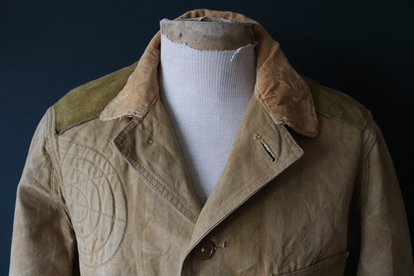 Vintage 1940s 40s tan brown duck cotton canvas jacket hunting shooting American Talon zipper 48” chest workwear chore work
