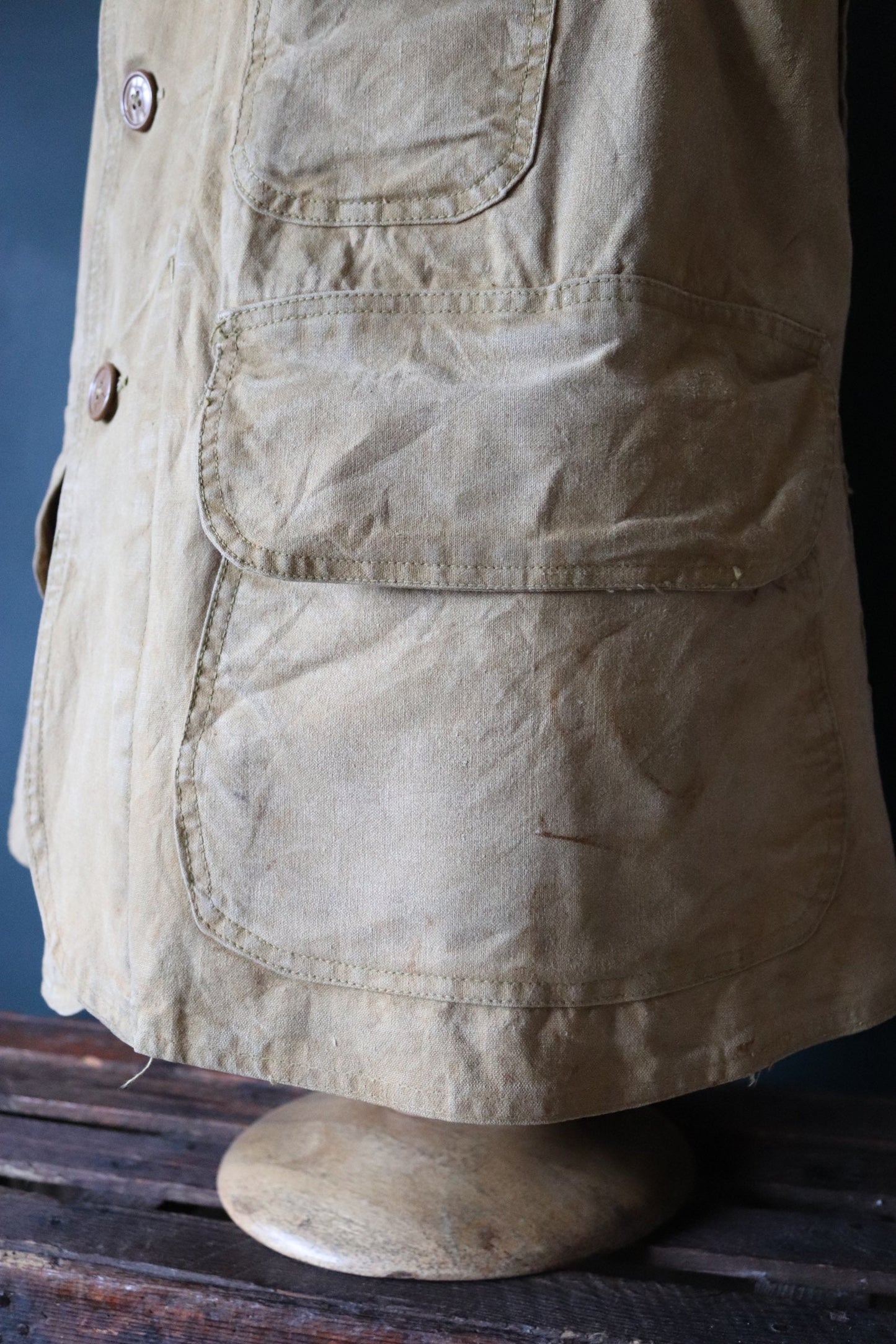 Vintage 1940s 40s tan brown duck cotton canvas jacket hunting shooting American Talon zipper 48” chest workwear chore work