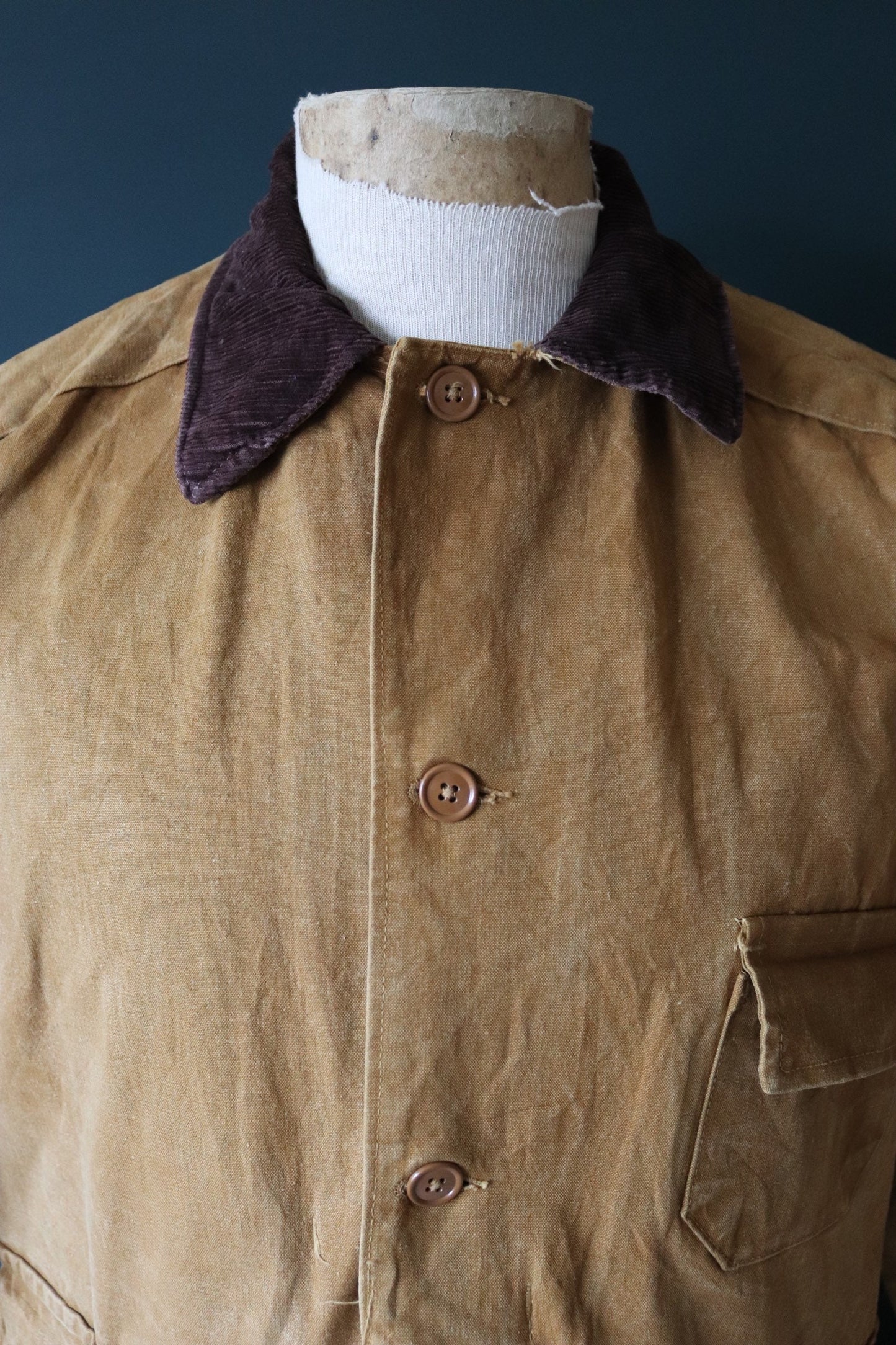 Vintage 1950s 50s Bullseye Bill tan brown duck cotton canvas jacket hunting shooting American Talon zipper 49” chest workwear chore work