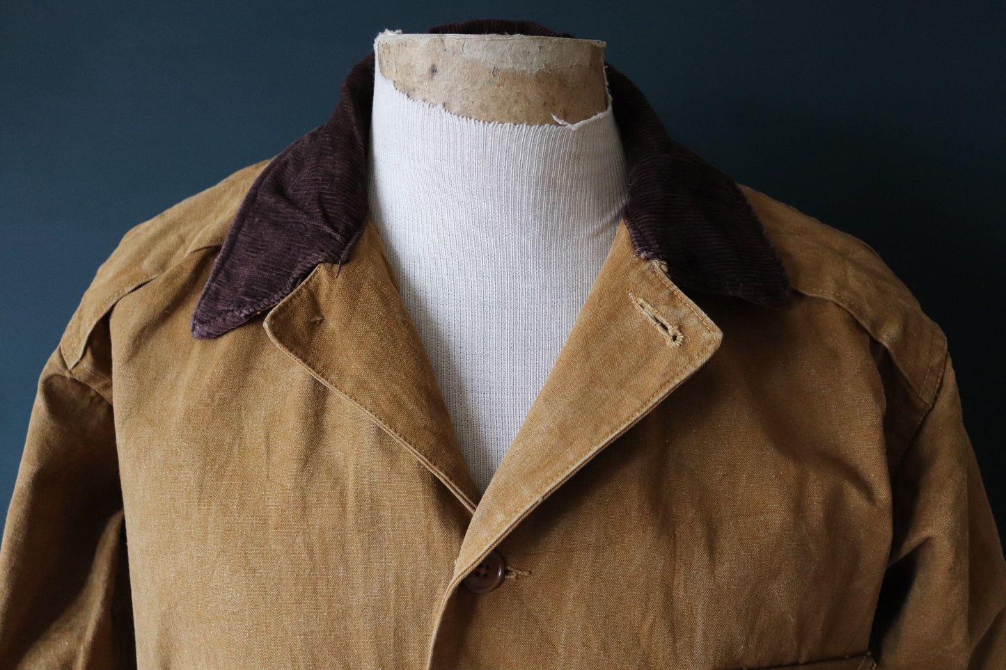 Vintage 1950s 50s Bullseye Bill tan brown duck cotton canvas jacket hunting shooting American Talon zipper 49” chest workwear chore work