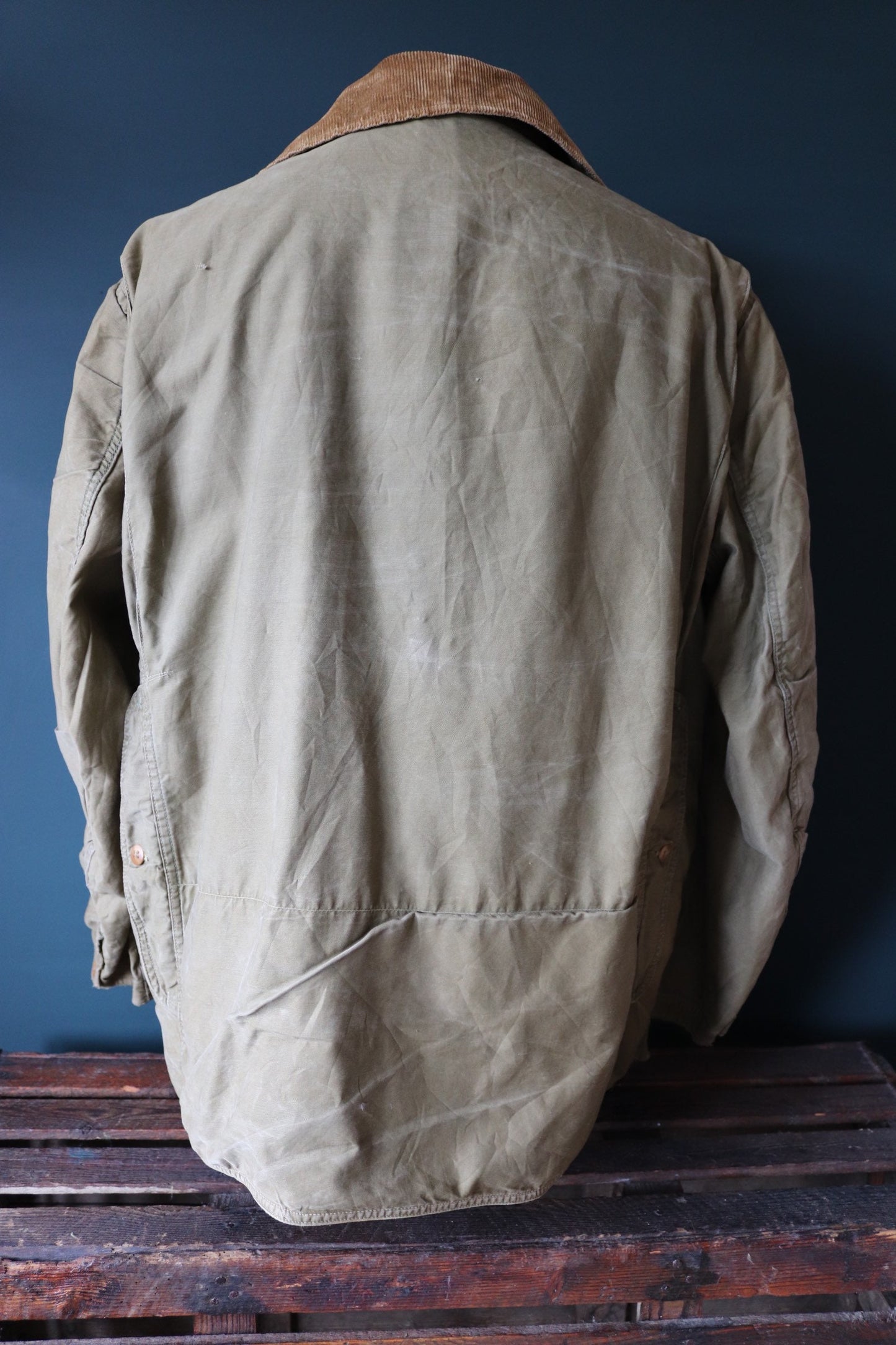 Vintage 1950s 50s Hettrick green brown duck cotton canvas jacket hunting shooting American Talon zipper 52” chest workwear chore work