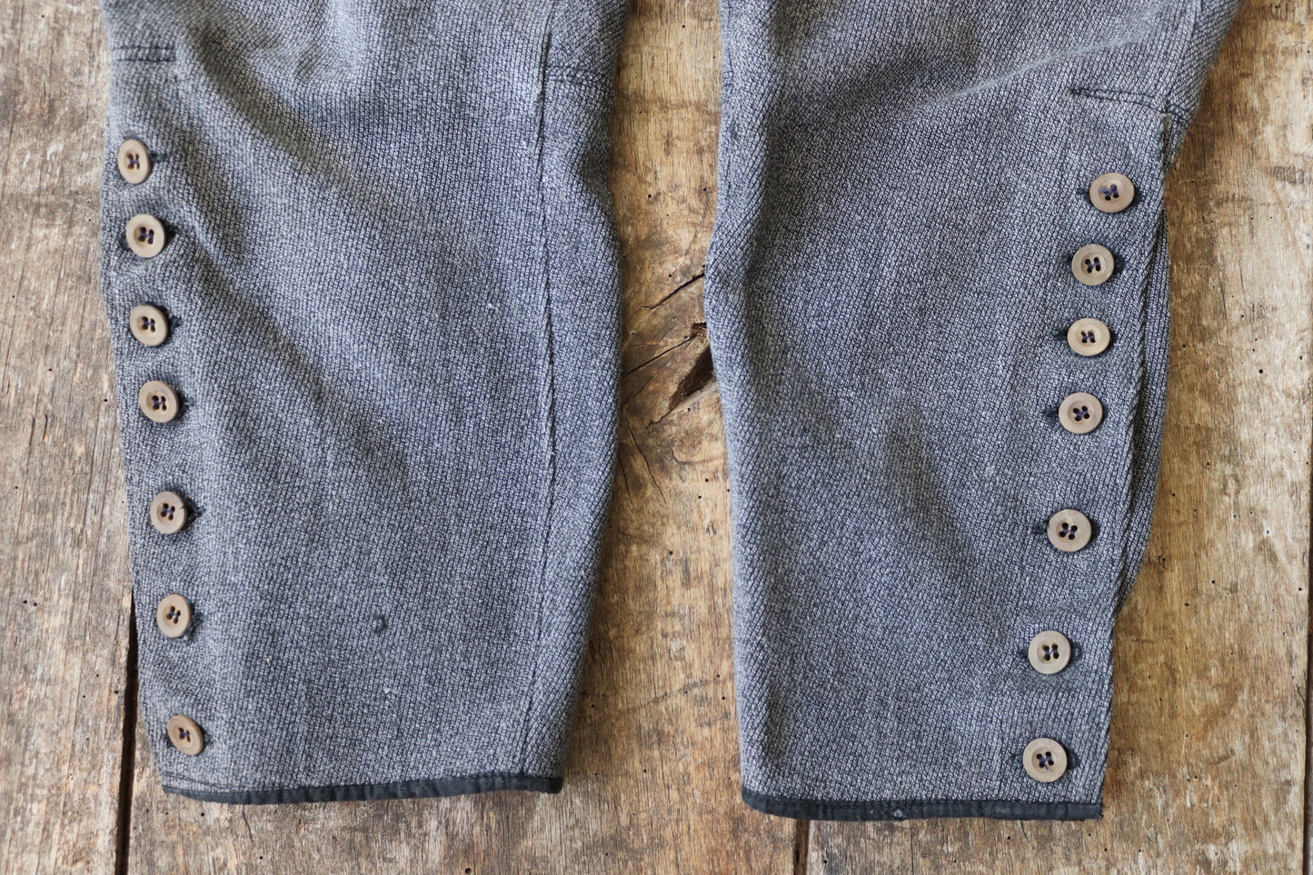 Vintage French riding jodhpurs hunting 1930s 1940s grey cotton whipcord breeches britches 33” x 24”