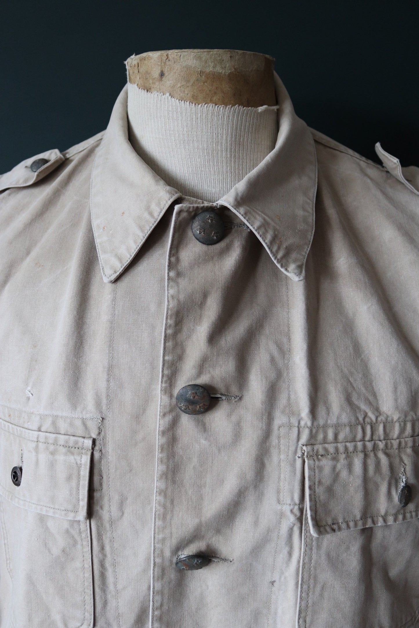 Vintage 1930s 30s 1940s 40s Swedish WW2 military civil defence army field cotton jacket tunic 46” chest work workwear chore
