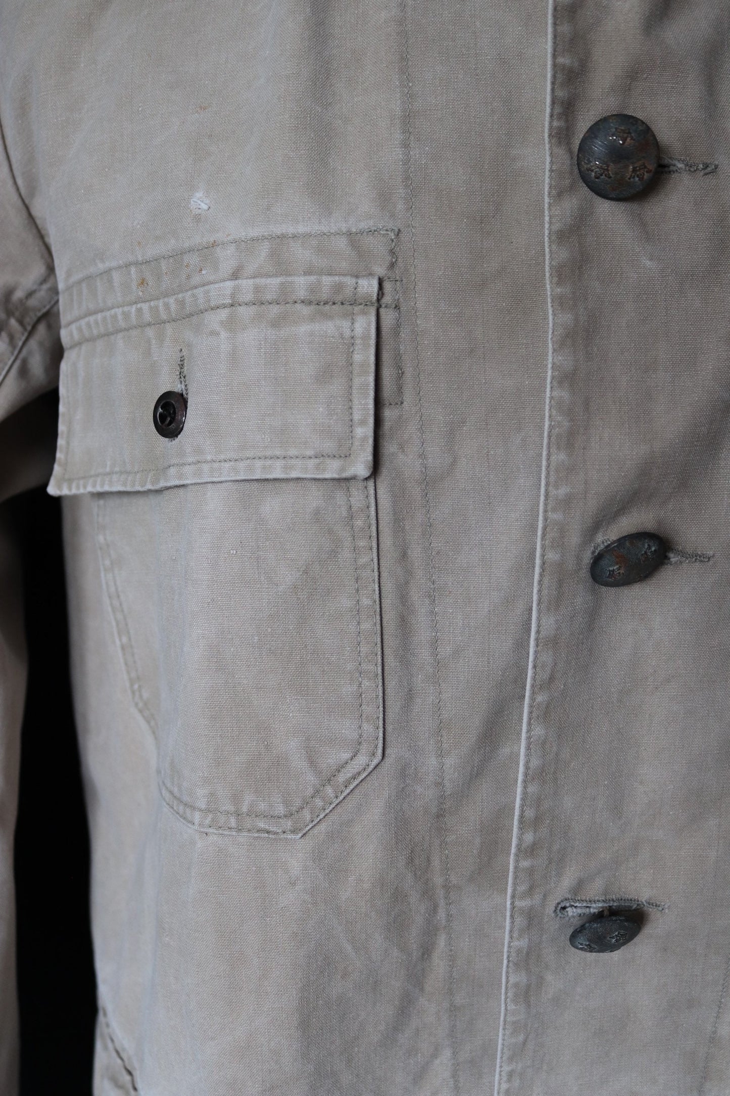 Vintage 1930s 30s 1940s 40s Swedish WW2 military civil defence army field cotton jacket tunic 46” chest work workwear chore