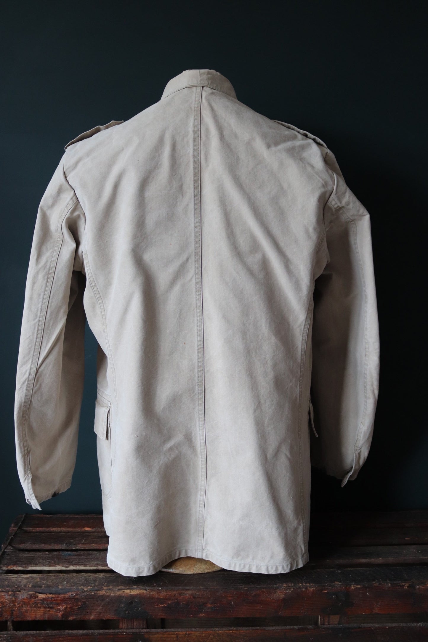 Vintage 1930s 30s 1940s 40s Swedish WW2 military civil defence army field cotton jacket tunic 46” chest work workwear chore