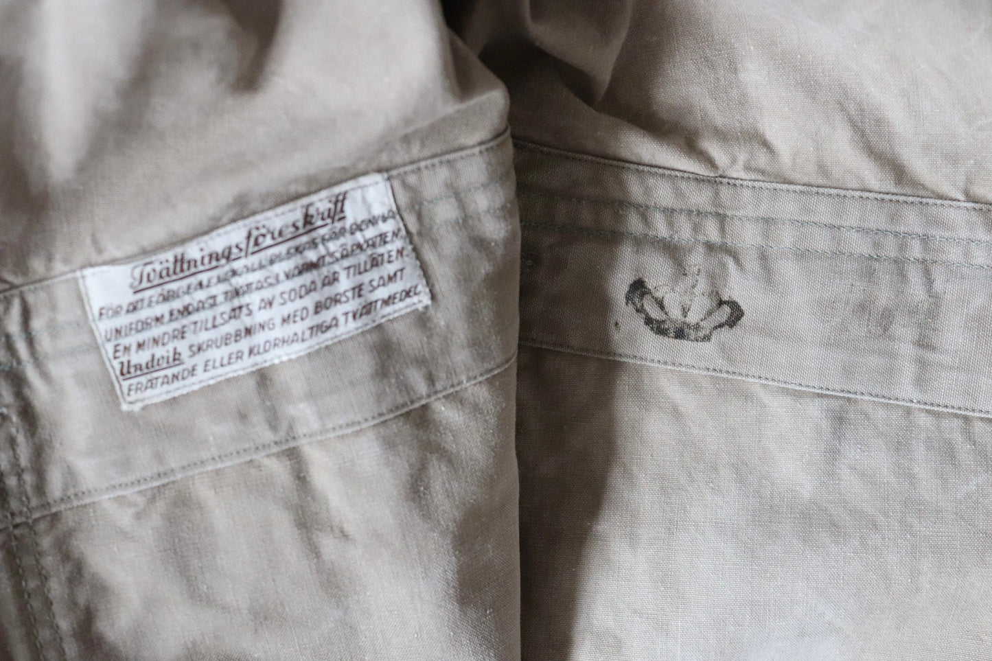 Vintage 1930s 30s 1940s 40s Swedish WW2 military civil defence army field cotton jacket tunic 46” chest work workwear chore