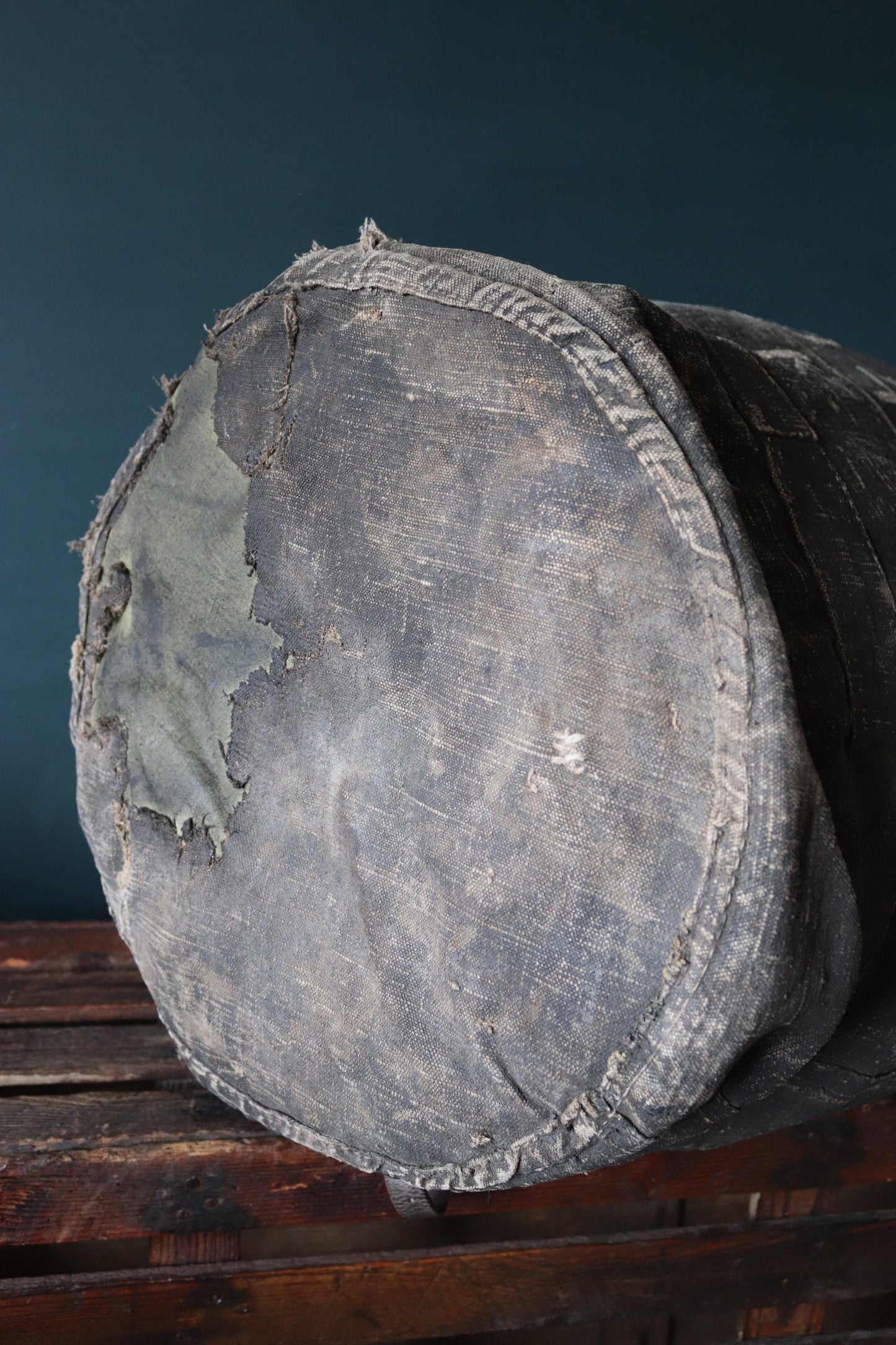 Antique French duffle bag - 1900s 1910s - WW1 sailor - Marine Nationale kit bag - from the Amiral Aube - vintage military rucksack