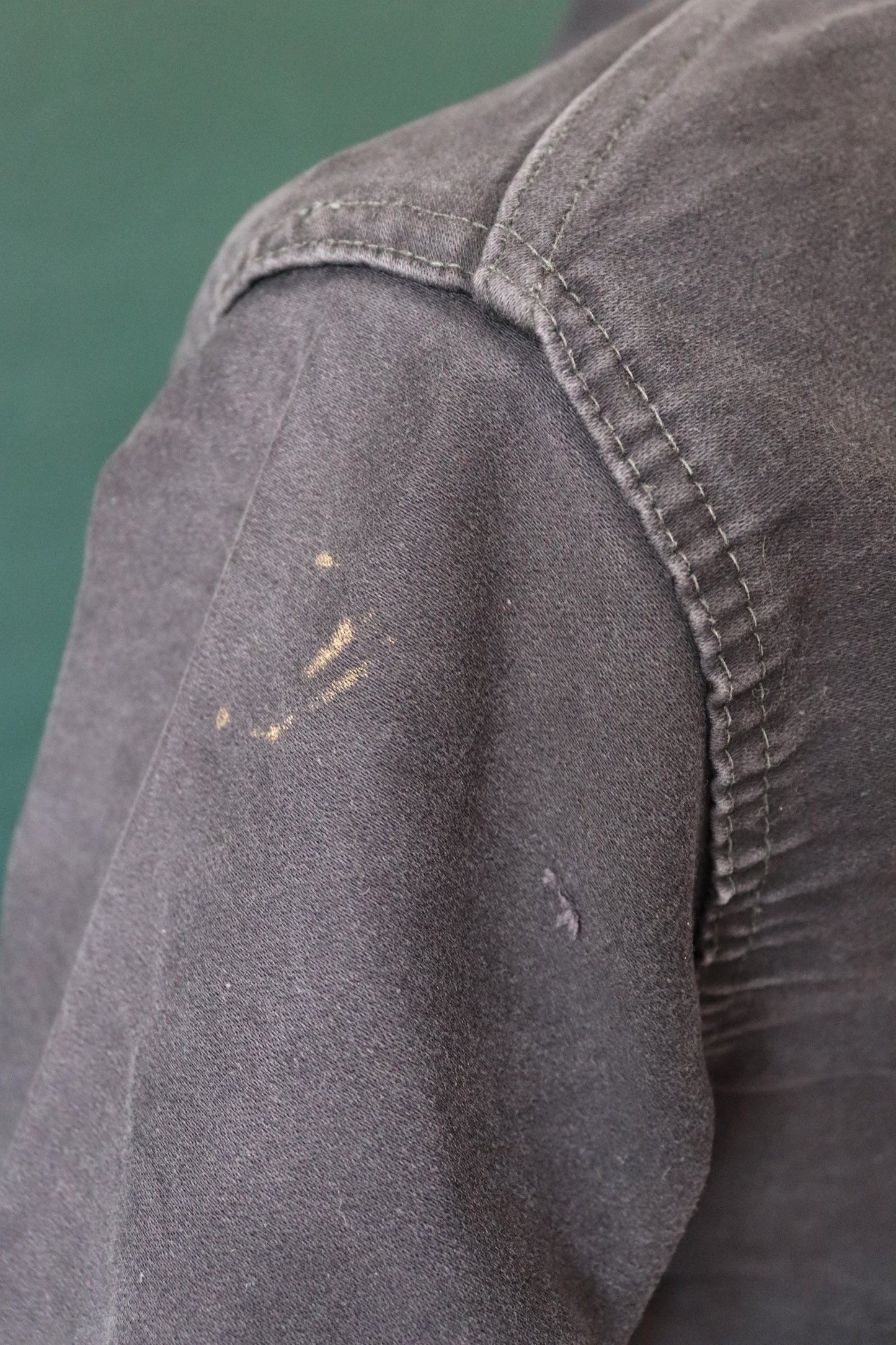 Vintage French workwear jacket black moleskin work chore faded 41” chest 1950s