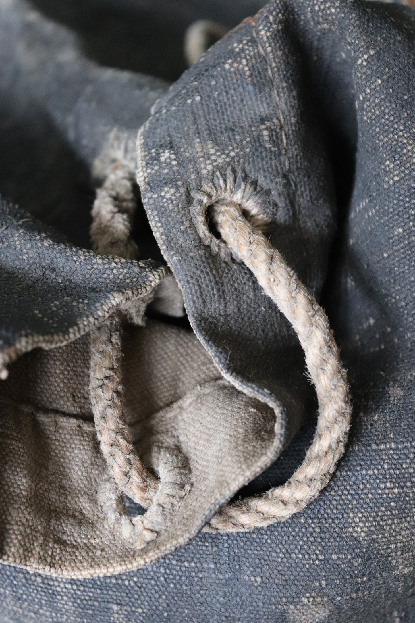 Vintage antique WW1 era 1900s 1910s French Marine Nationale navy naval tarred kit duffle bag Amiral Aube rucksack military sailor