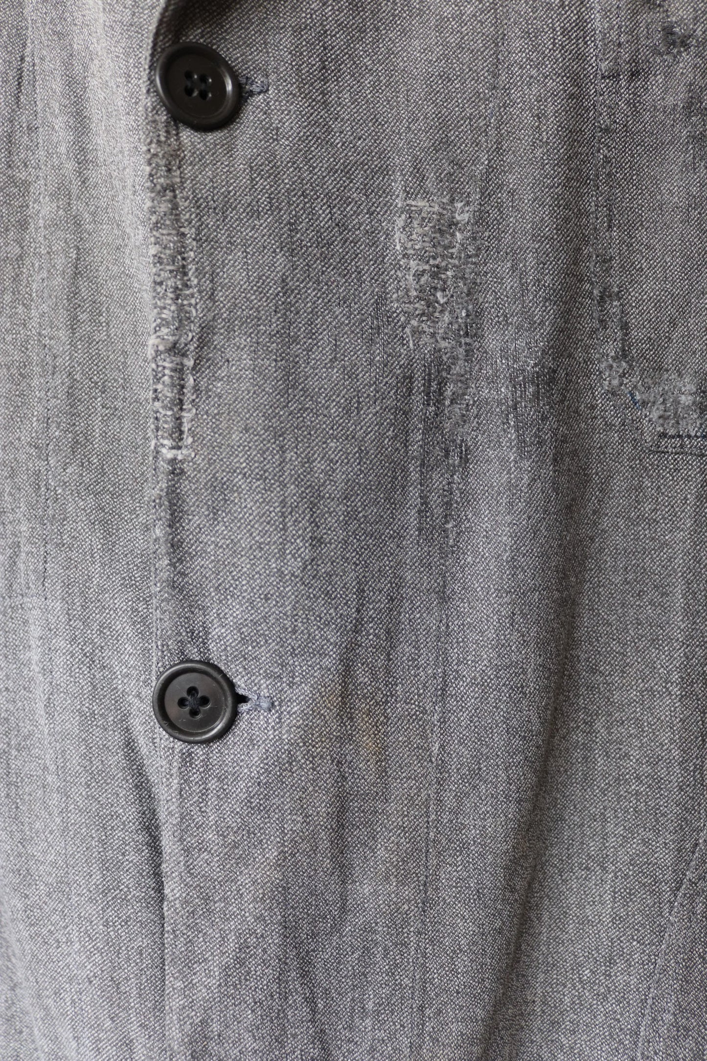 Vintage French workwear jacket 1950s salt pepper grey work coat overall factory machinist shopkeeper 44” chest