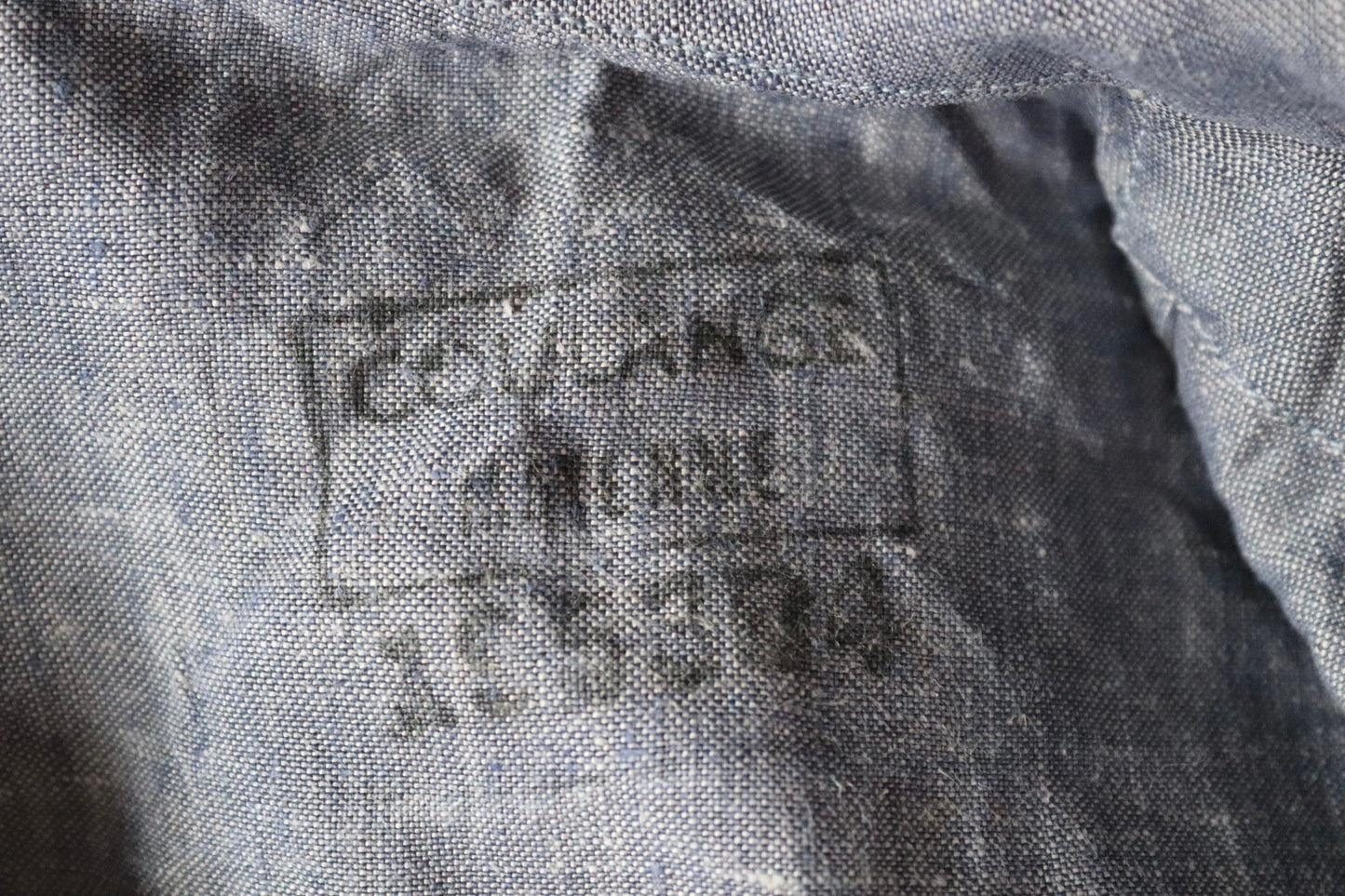 Vintage French linen shirt Marine Nationale 1960s Navy naval crackerjack bib top jumper indigo 43” chest military workwear work sailor