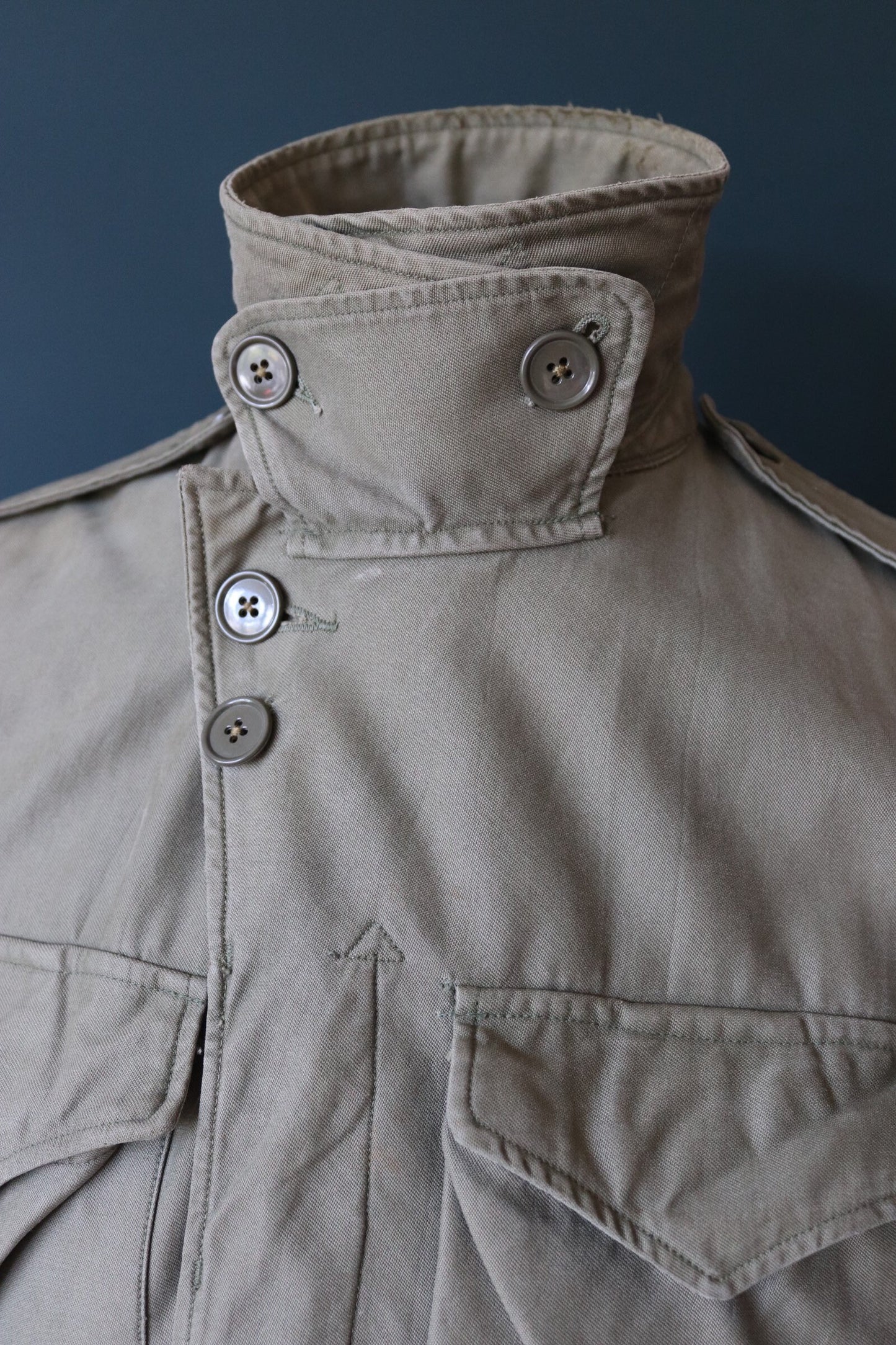 Vintage 1940s 40s US army military M-43 M43 M 43 field utility jacket olive green WW2 41” chest