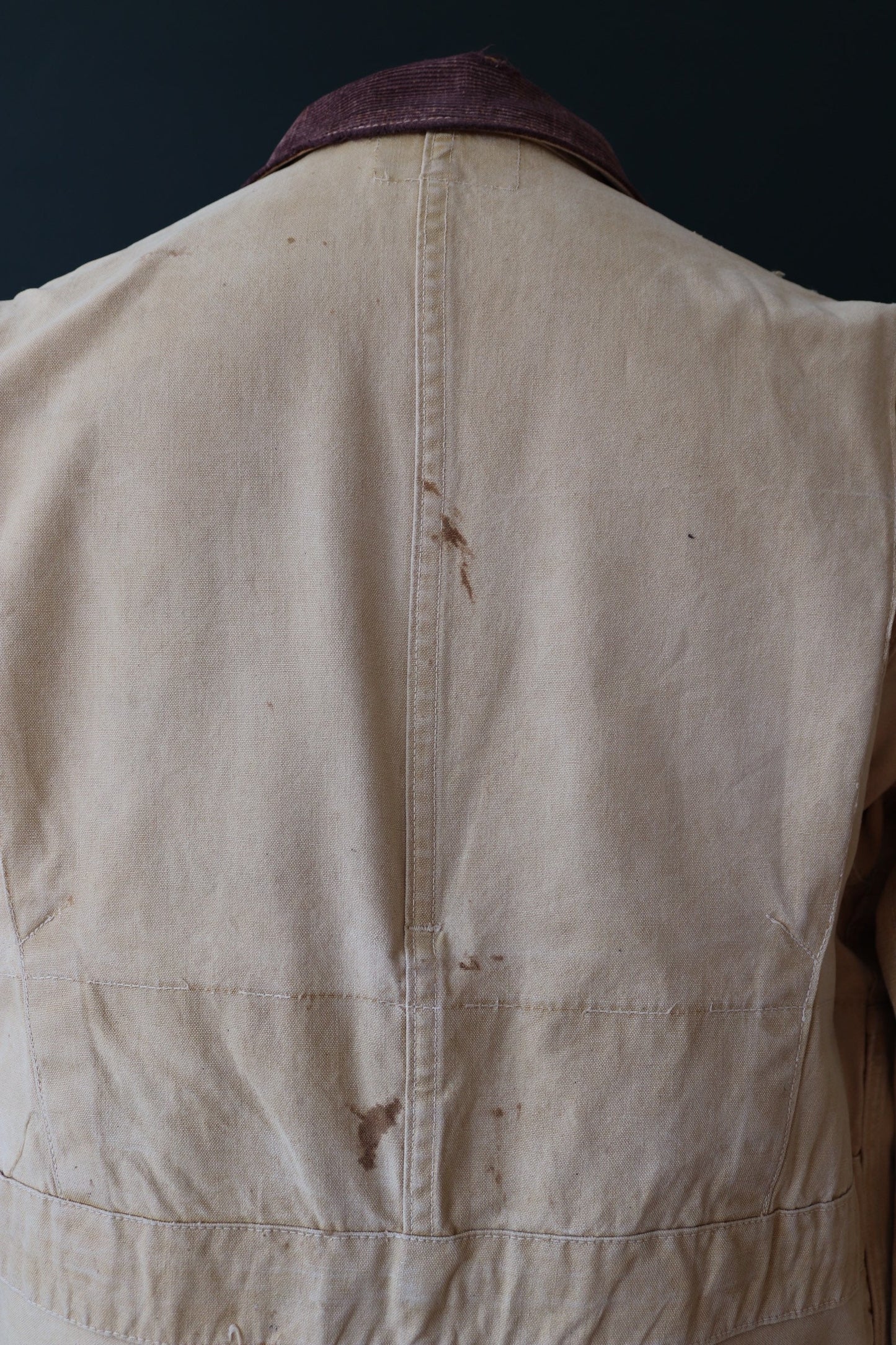 Vintage 1950s 50s Hinson Bodyguard tan brown tin cloth cotton canvas hunting jacket 47" chest work workwear chore shooting waterproof