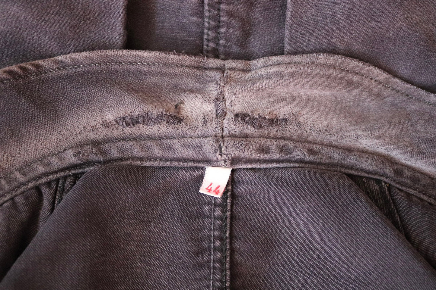 Vintage French chore jacket 1950s workwear Le Mont St Michel black moleskin work faded 39” chest
