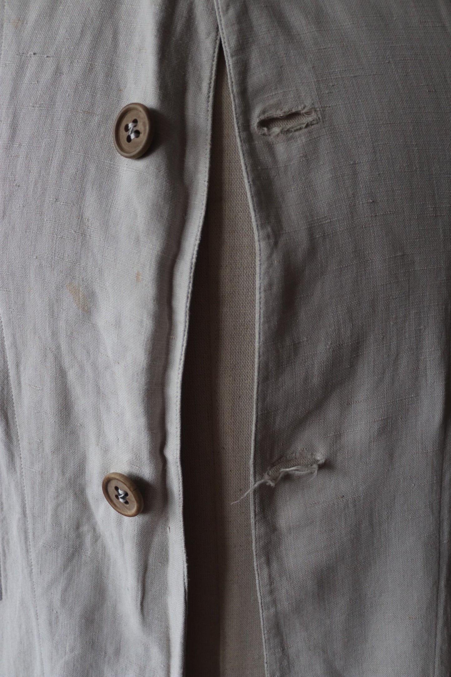 Vintage antique 1920s 1930s French workwear jacket overalls linen duster work chore coat 36” chest xs