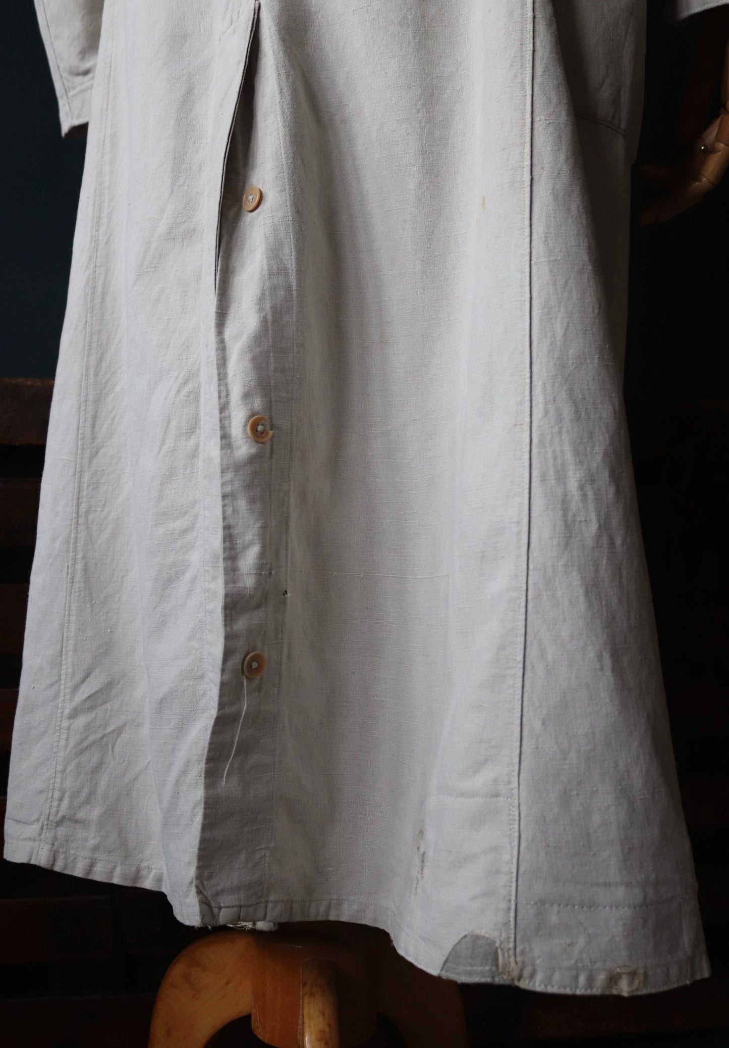 Vintage antique 1920s 1930s French workwear jacket overalls linen duster work chore coat 36” chest xs