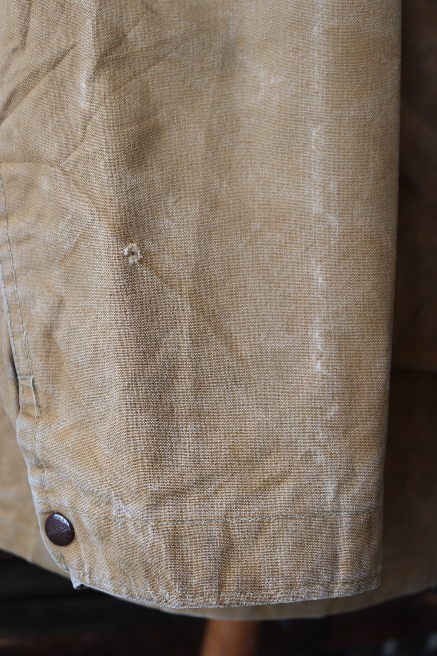 Vintage 1970s 70s 1980s 80s Duxbak duck cotton canvas tin cloth hunting shooting jacket 45” chest workwear work chore