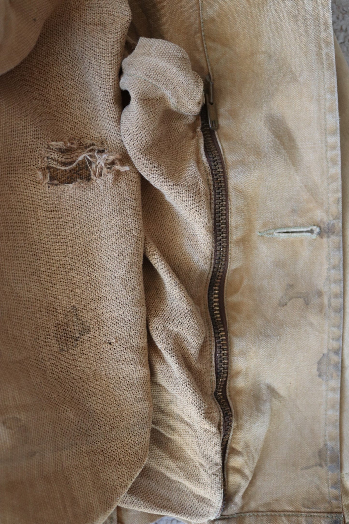 Vintage 1940s 40s 1950s 50s Duxbak duck cotton canvas tin cloth hunting shooting jacket 57” chest workwear work chore