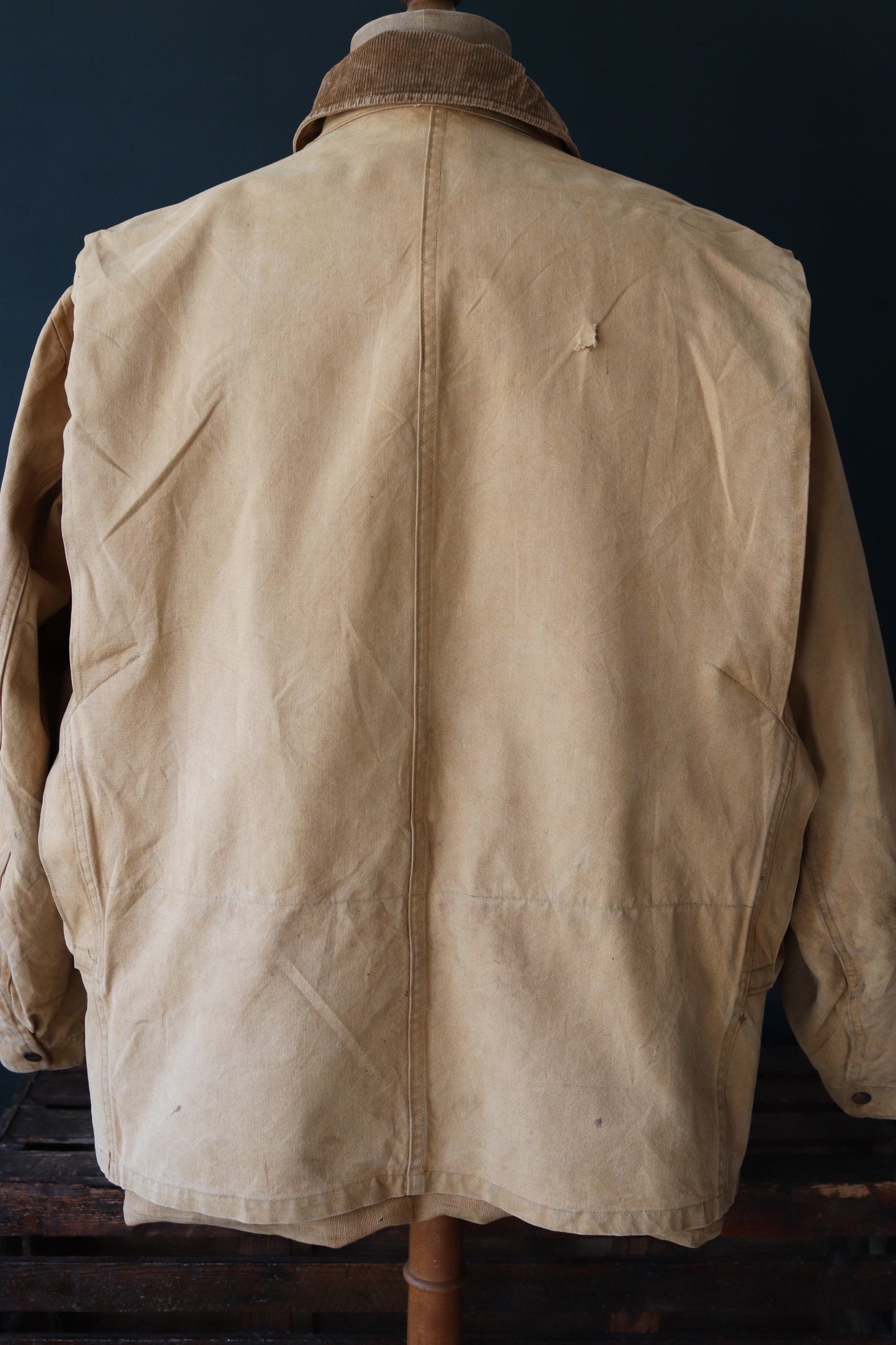 Vintage 1940s 40s 1950s 50s Duxbak duck cotton canvas tin cloth hunting shooting jacket 57” chest workwear work chore