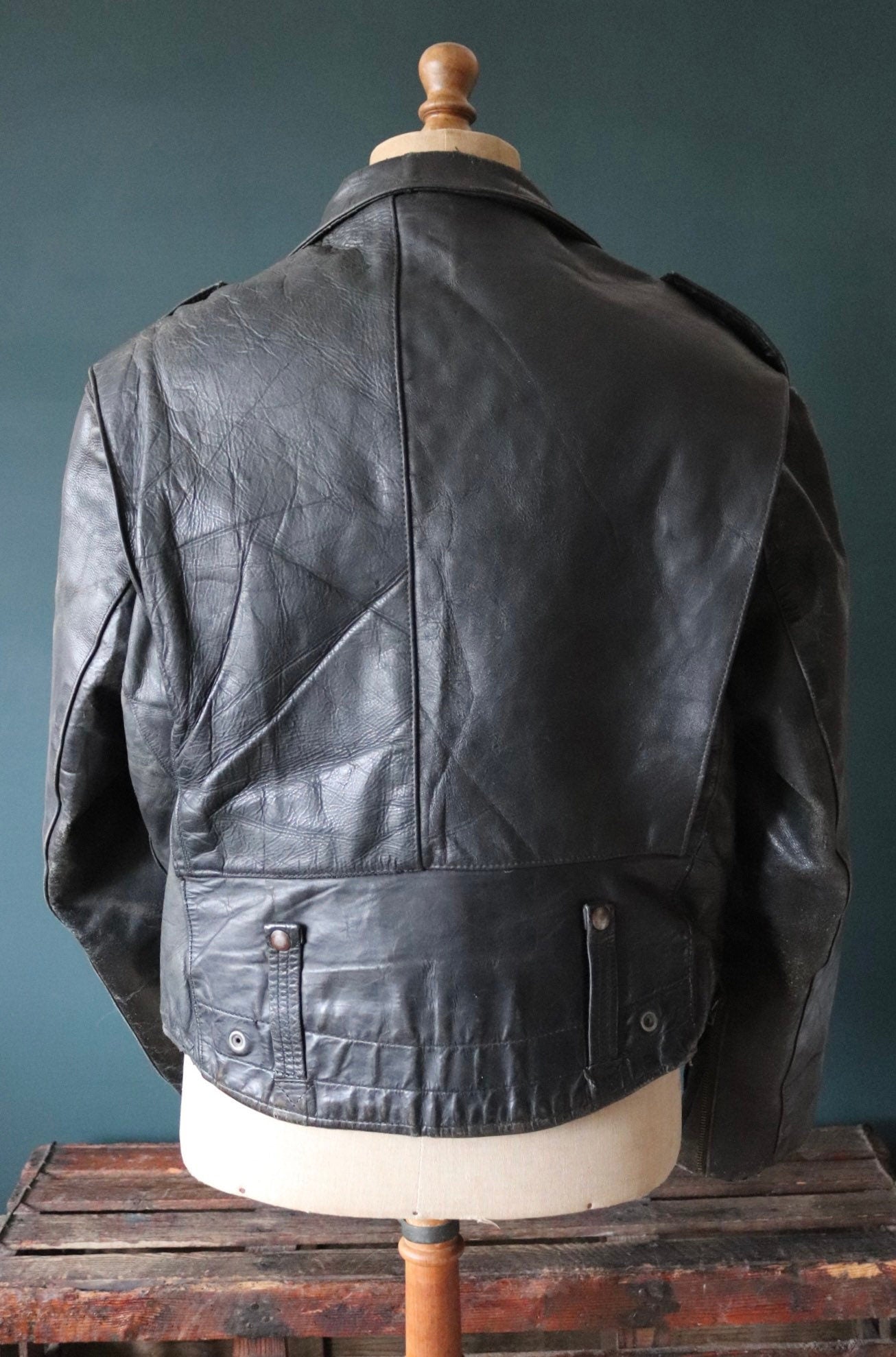 Vintage 1950s 50s leather jacket Buco PJ27 PJ-27 black steerhide biker police 46” chest biker motorcycle