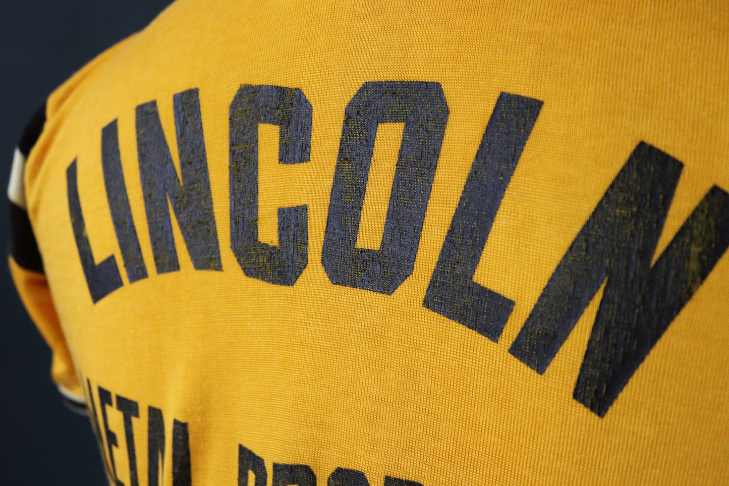 Vintage 1960s 60s 1970s 70s Empire American yellow 60/40 rayon cotton durene t shirt sports sportswear ringer 36” chest baseball Union Made