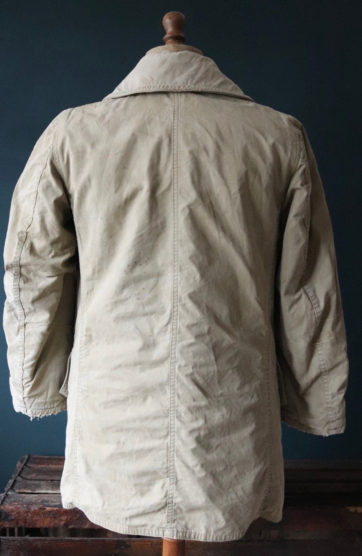 Vintage 1940s 40s WW2 US army military jeep coat mackinaw 42” chest work workwear chore shawl collar