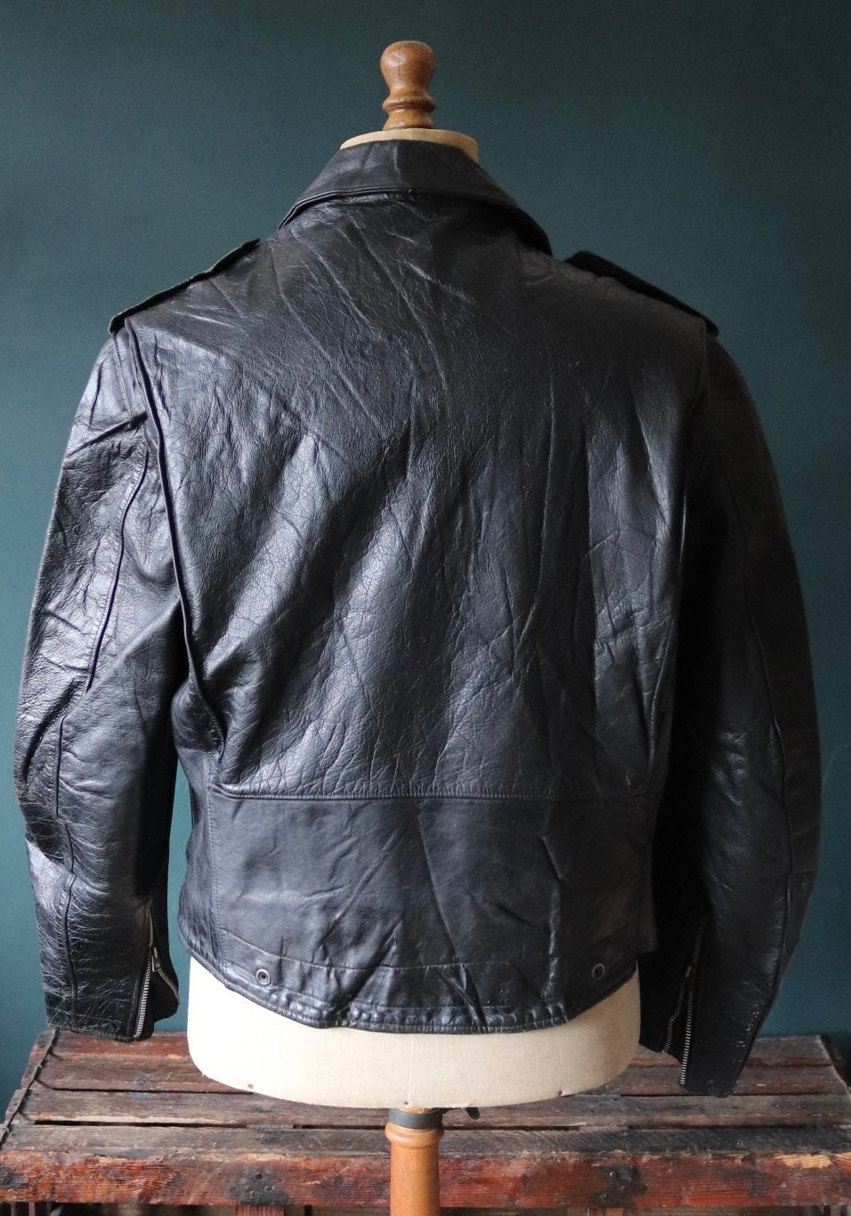 Vintage 1950s 50s 1960s 60s leather jacket Buco PJ27 PJ-27 black steerhide biker police 46” chest motorcycle