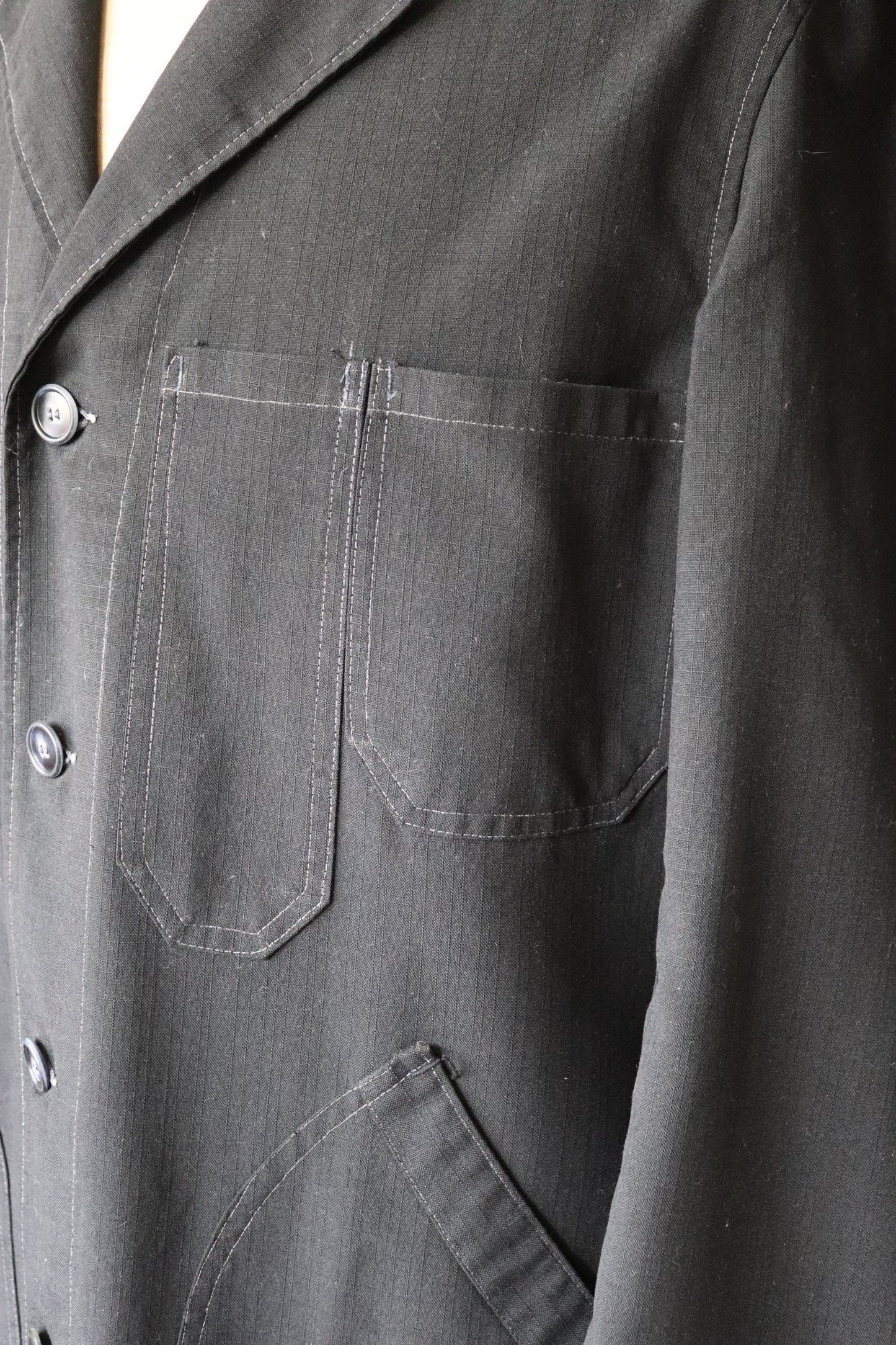 Vintage French workwear jacket - 1950s 60s black chore coat - maquignon - Vetra duster - 46” chest