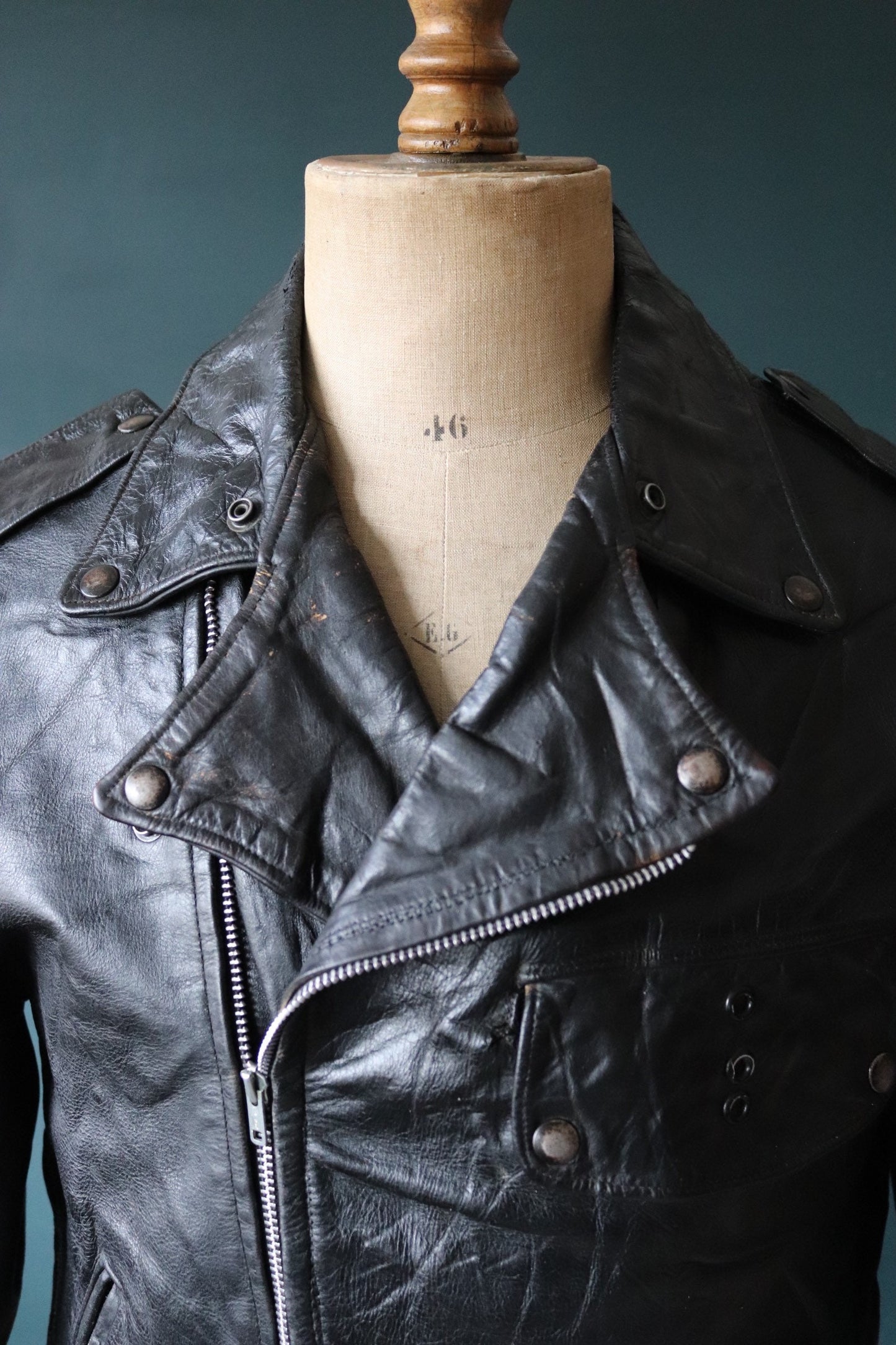 Vintage 1950s 50s 1960s 60s leather jacket Buco PJ27 PJ-27 black steerhide biker police 46” chest motorcycle