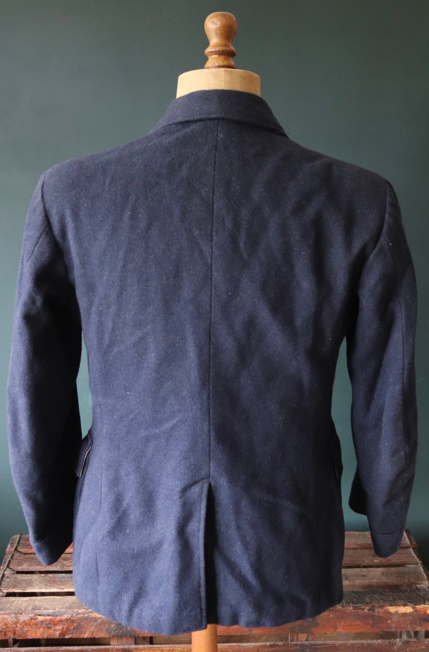 Vintage French workwear jacket 1930s Belle Jardiniere indigo blue wool fireman’s jacket sapeurs pompiers 41” chest